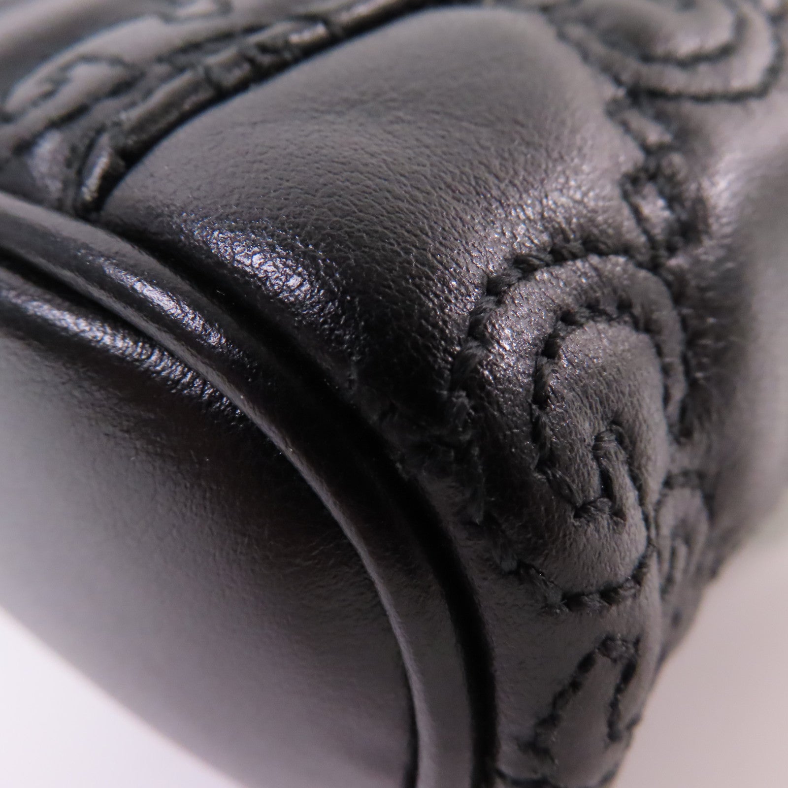 GUCCI 牛皮皮革Chain Shoulder Bag金扣鏈帶肩背袋黑色
