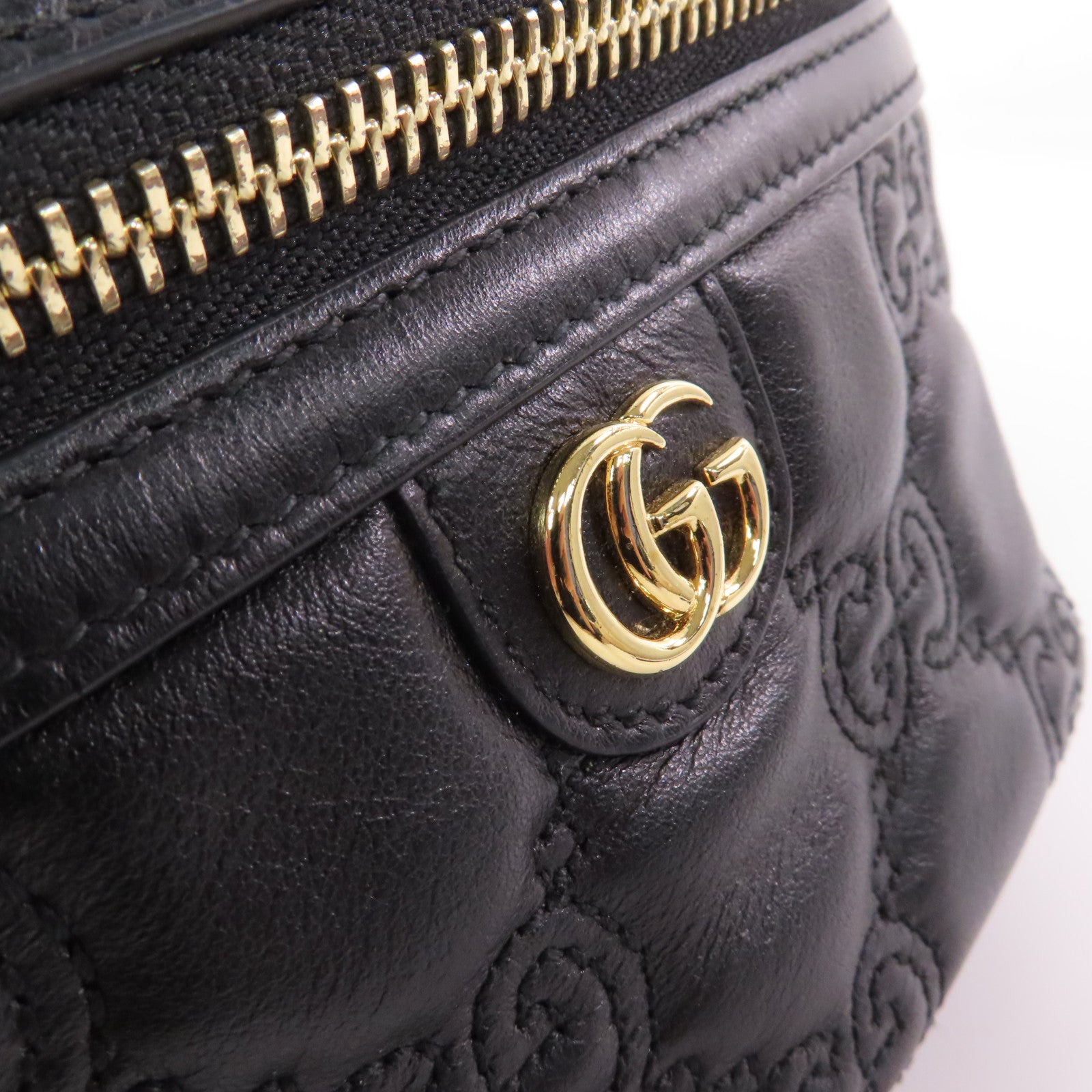 GUCCI 牛皮皮革Chain Shoulder Bag金扣鏈帶肩背袋黑色