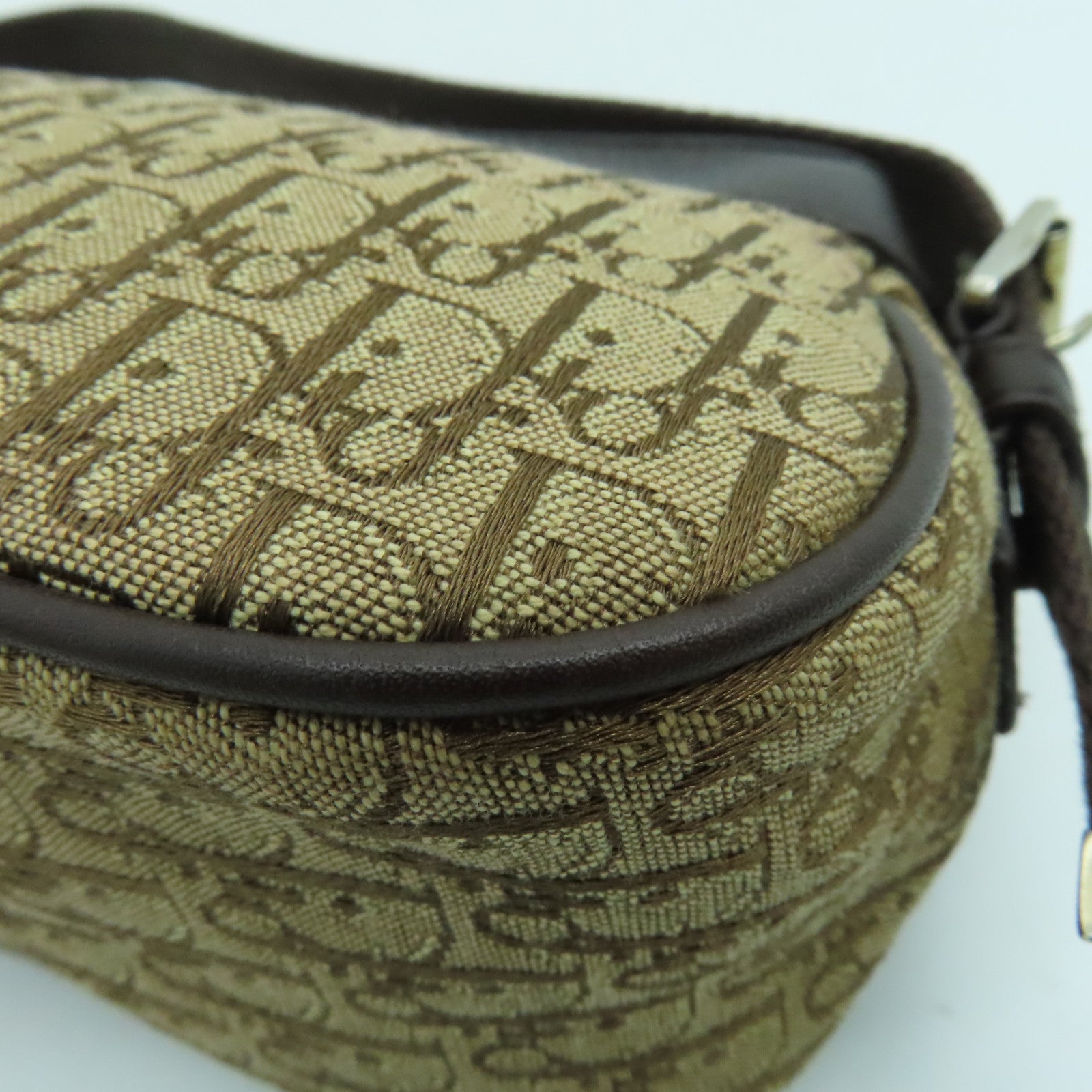 Dior canvas Handbag silver buckle handle bag brown