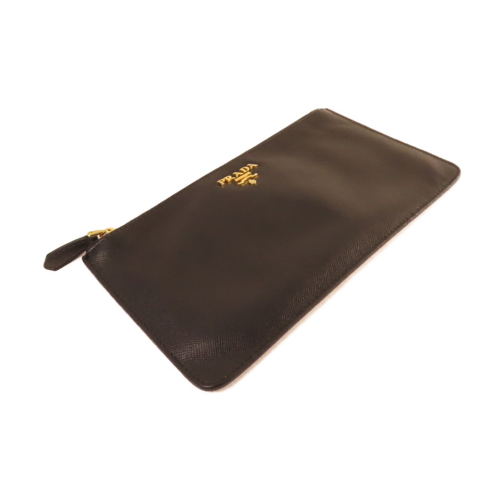 PRADA Saffiano皮革Pouch金扣手拿包黑色