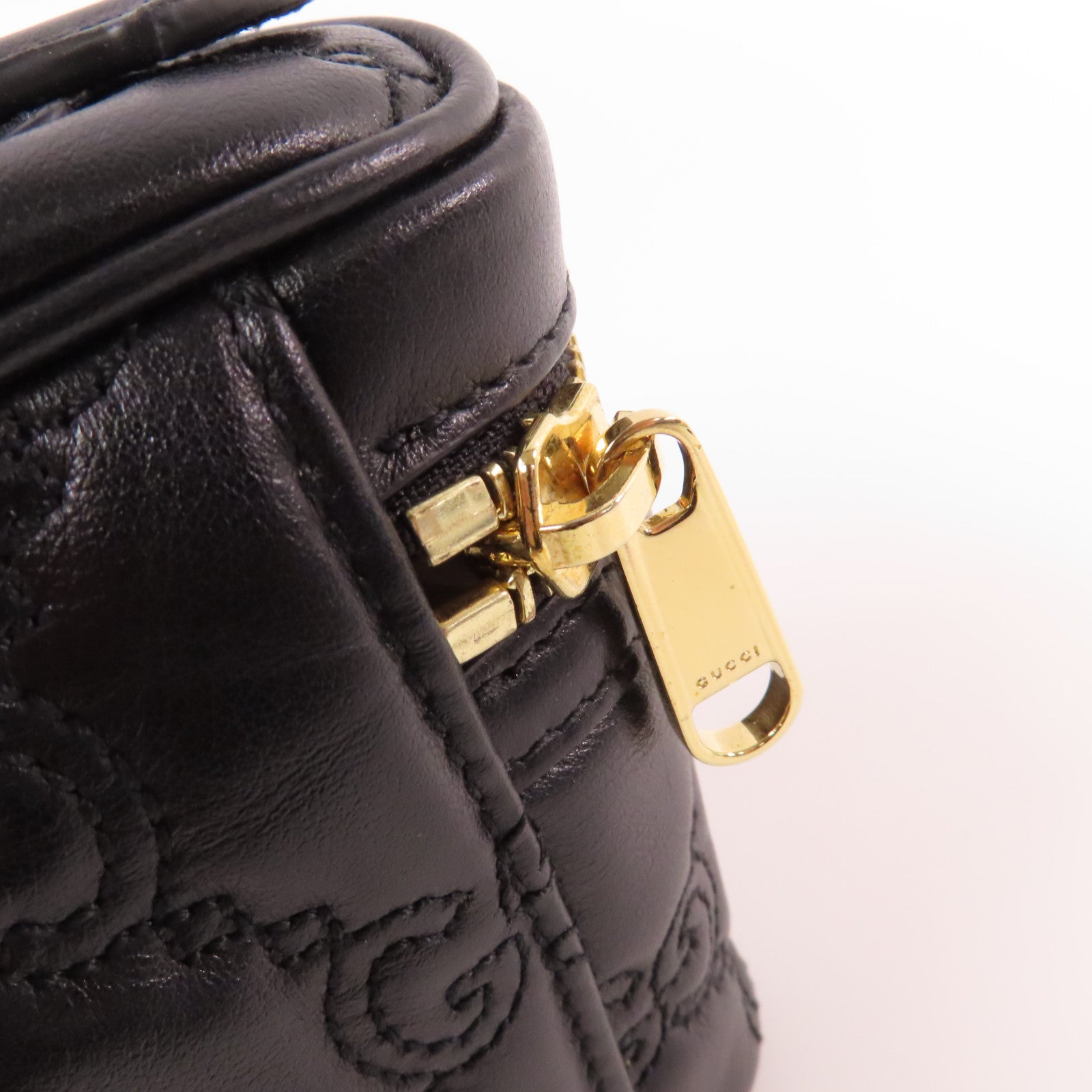 GUCCI 牛皮皮革Chain Shoulder Bag金扣鏈帶肩背袋黑色