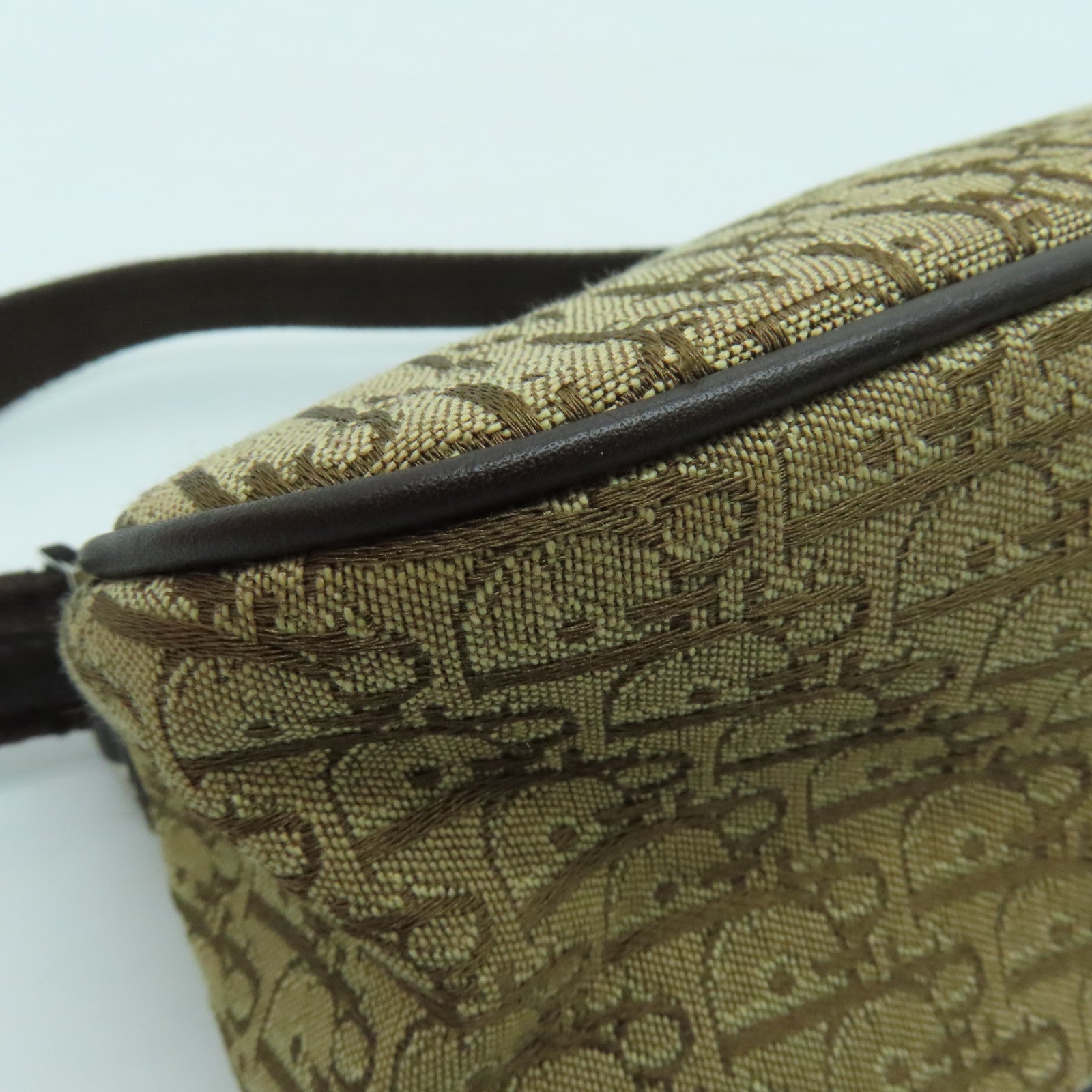 Dior canvas Handbag silver buckle handle bag brown