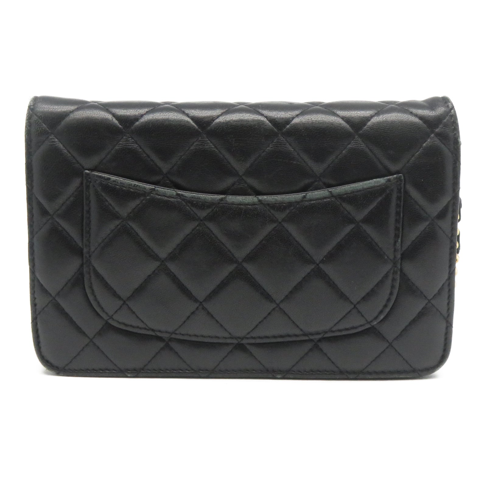 CHANEL 菱格羊皮皮革Chain Shoulder Bag金扣肩背袋黑色