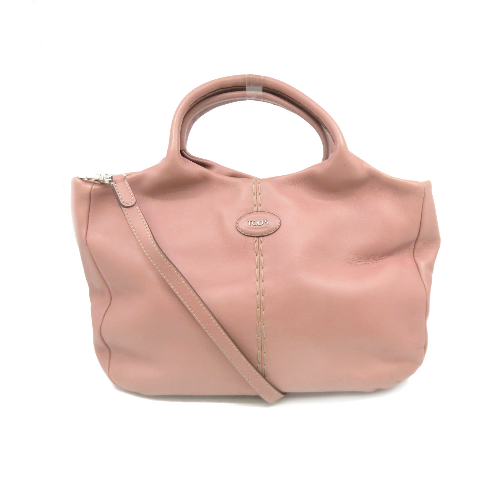 TOD'S Sheepskin Leather 2 Way Shoulder Bag Handle Shoulder Bag Pink Apricot