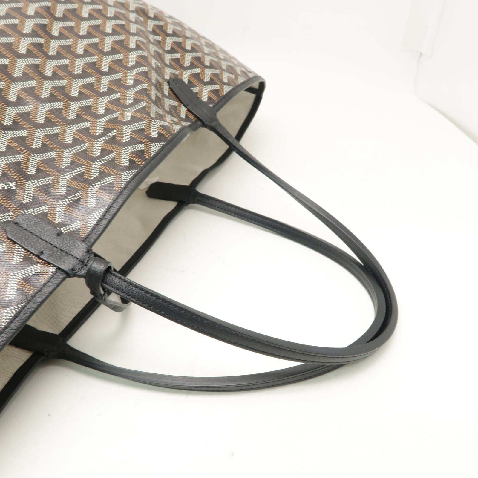 GOYARD 塗層帆布Saint Louis GM銀扣手挽袋黒色/棕色