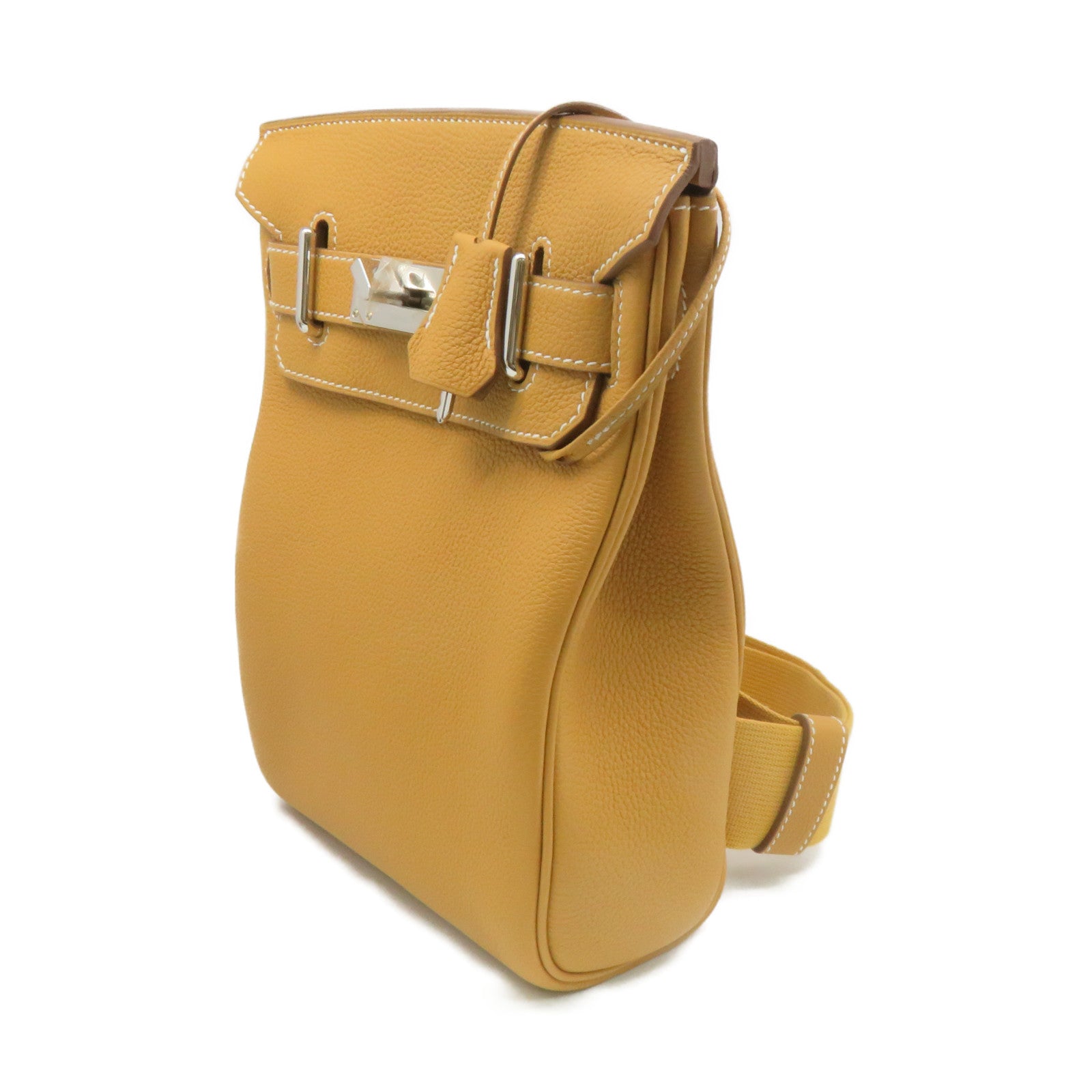 HERMES 【激減優惠】Togo皮革Hac A Dos PM Shoulder Bag銀扣肩背袋Sable啡色