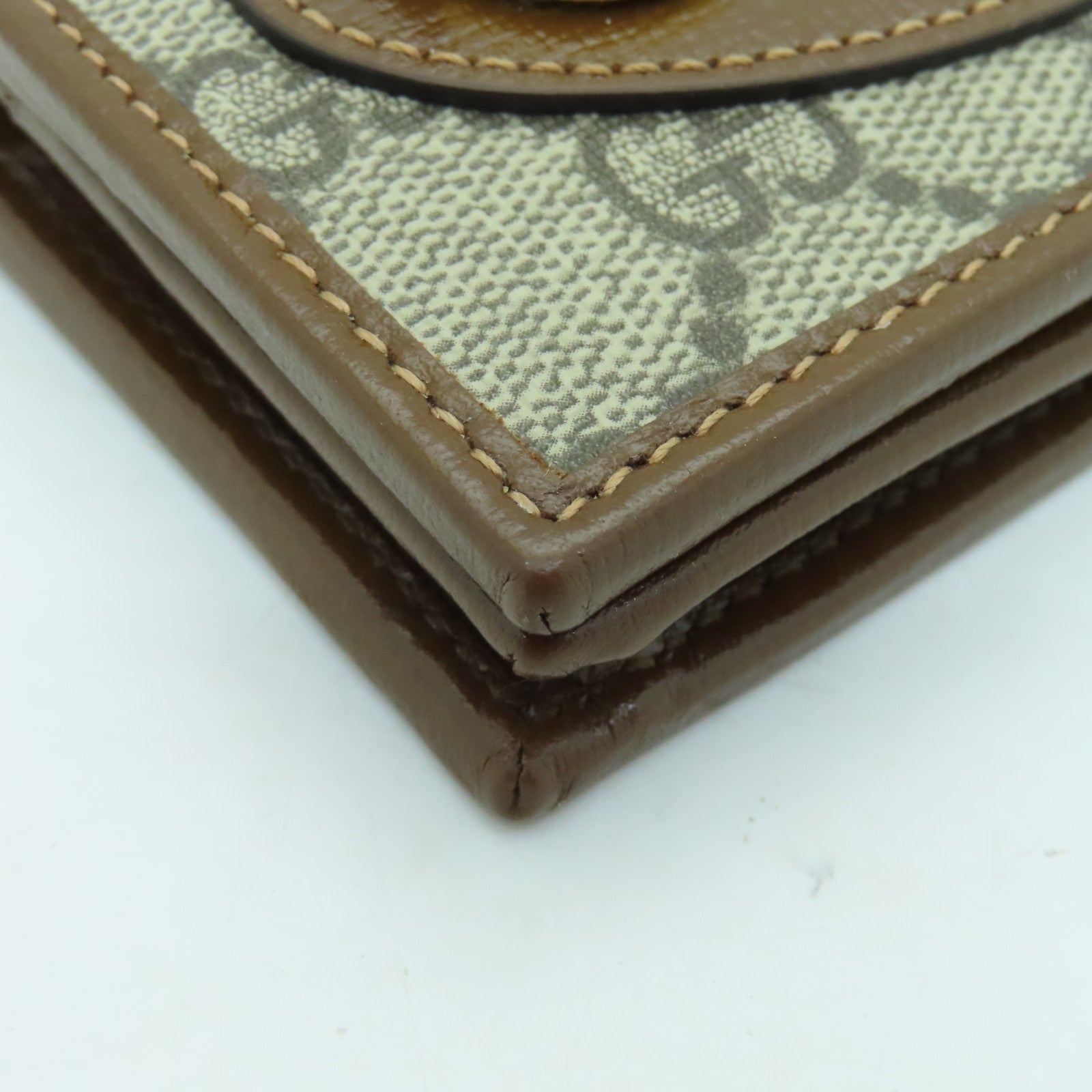 GUCCI Coated Canvas Horsebit 1955 Gold Buckle Wallet Brown
