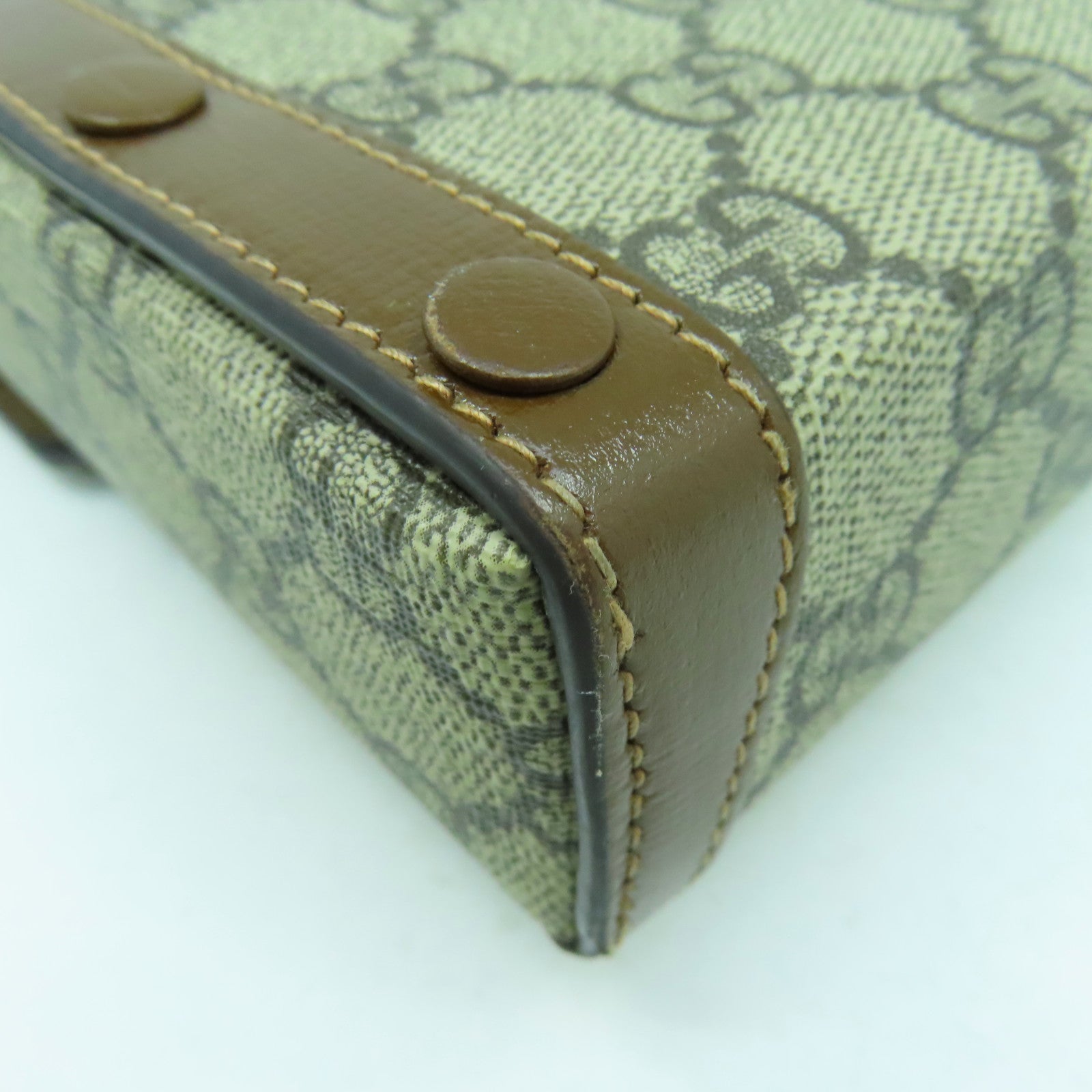 GUCCI 塗層帆布Horsebit 1955 Mini金扣肩背袋啡色