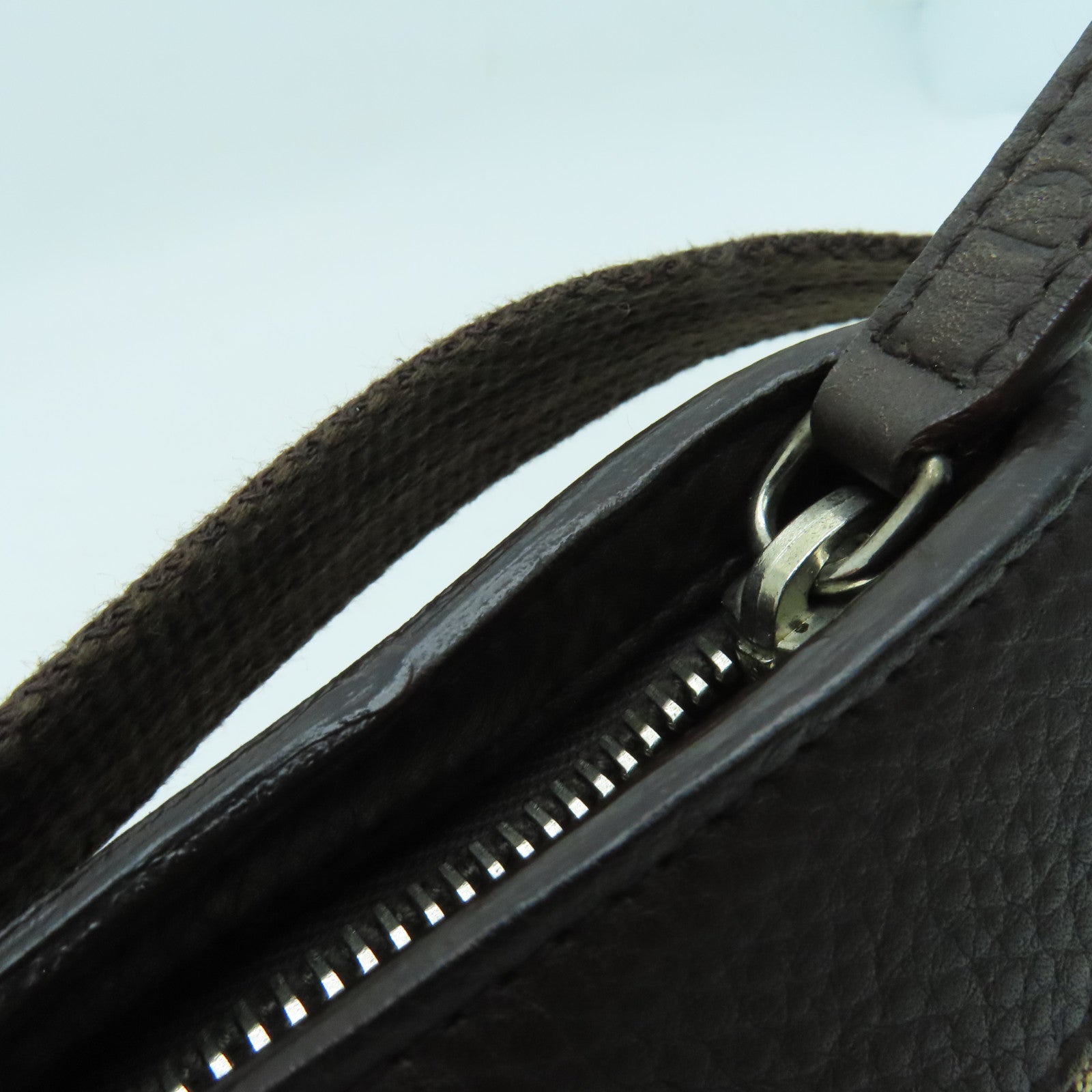 Dior canvas Handbag silver buckle handle bag brown