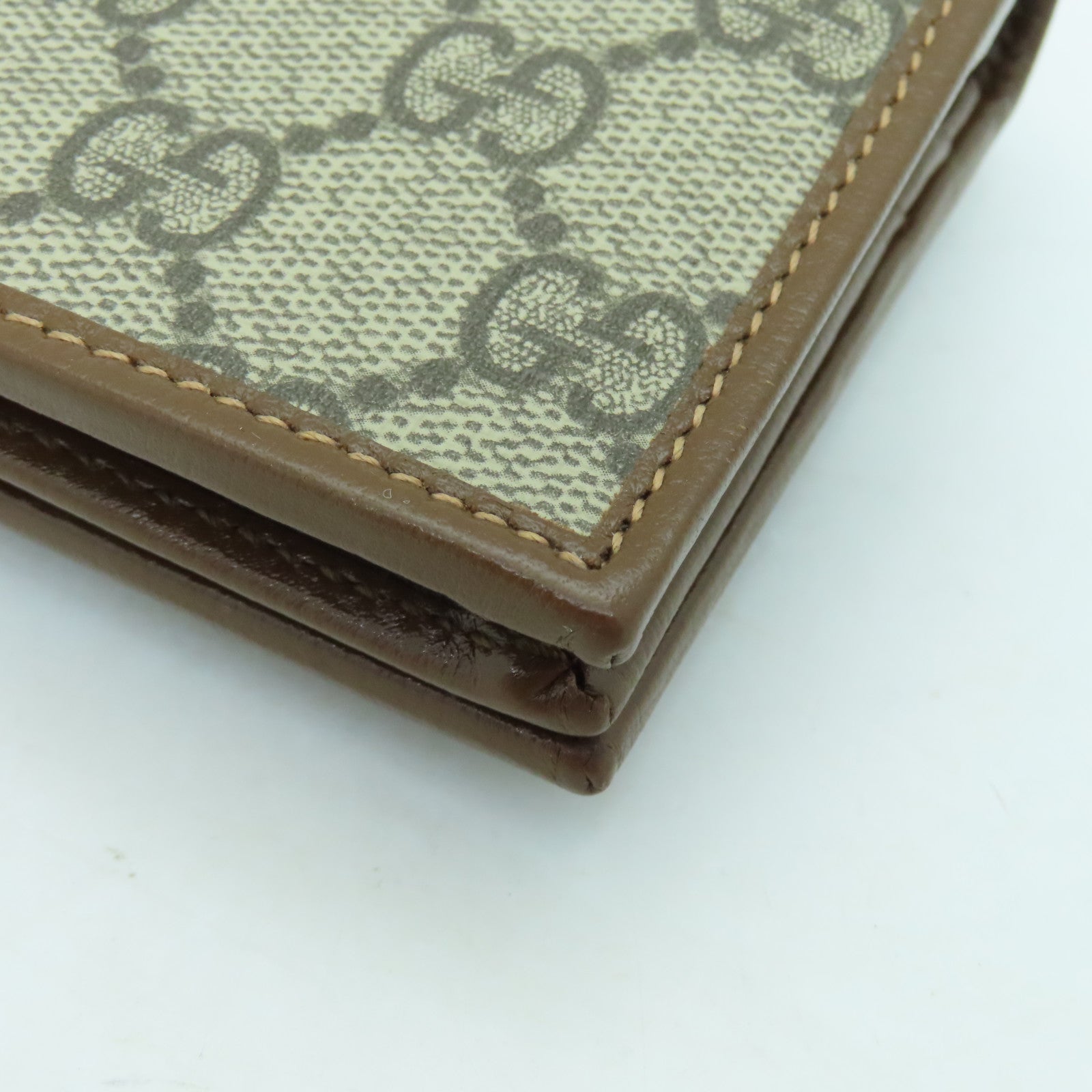 GUCCI Coated Canvas Horsebit 1955 Gold Buckle Wallet Brown