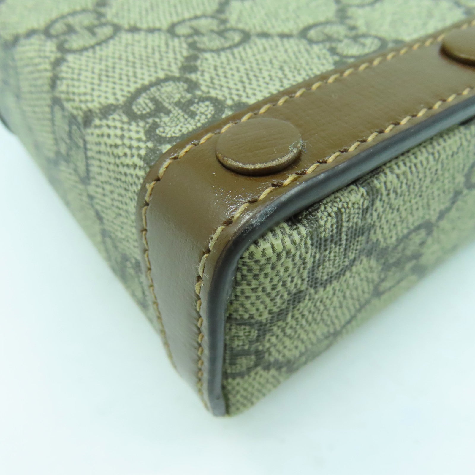 GUCCI 塗層帆布Horsebit 1955 Mini金扣肩背袋啡色