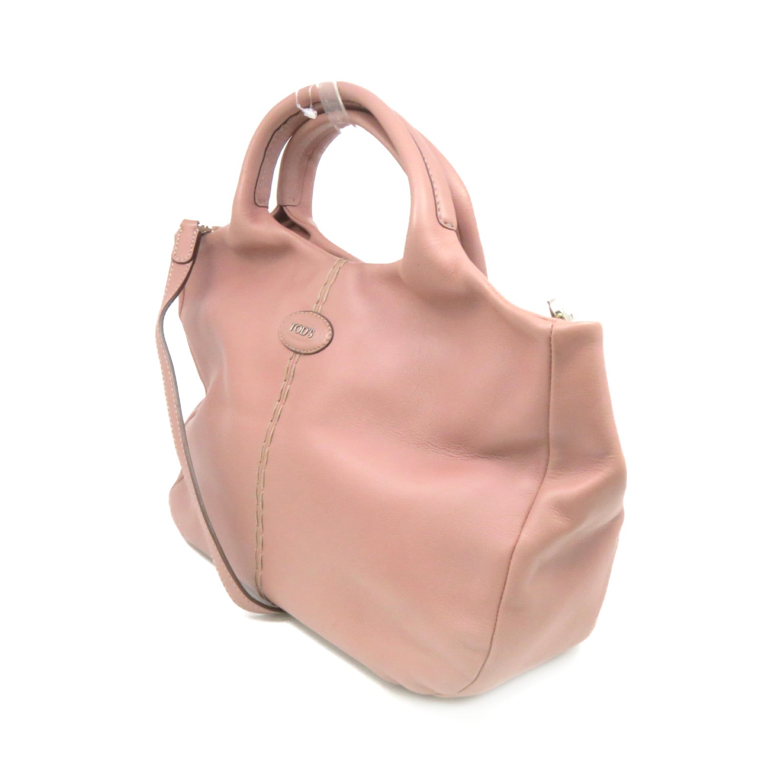 TOD'S Sheepskin Leather 2 Way Shoulder Bag Handle Shoulder Bag Pink Apricot