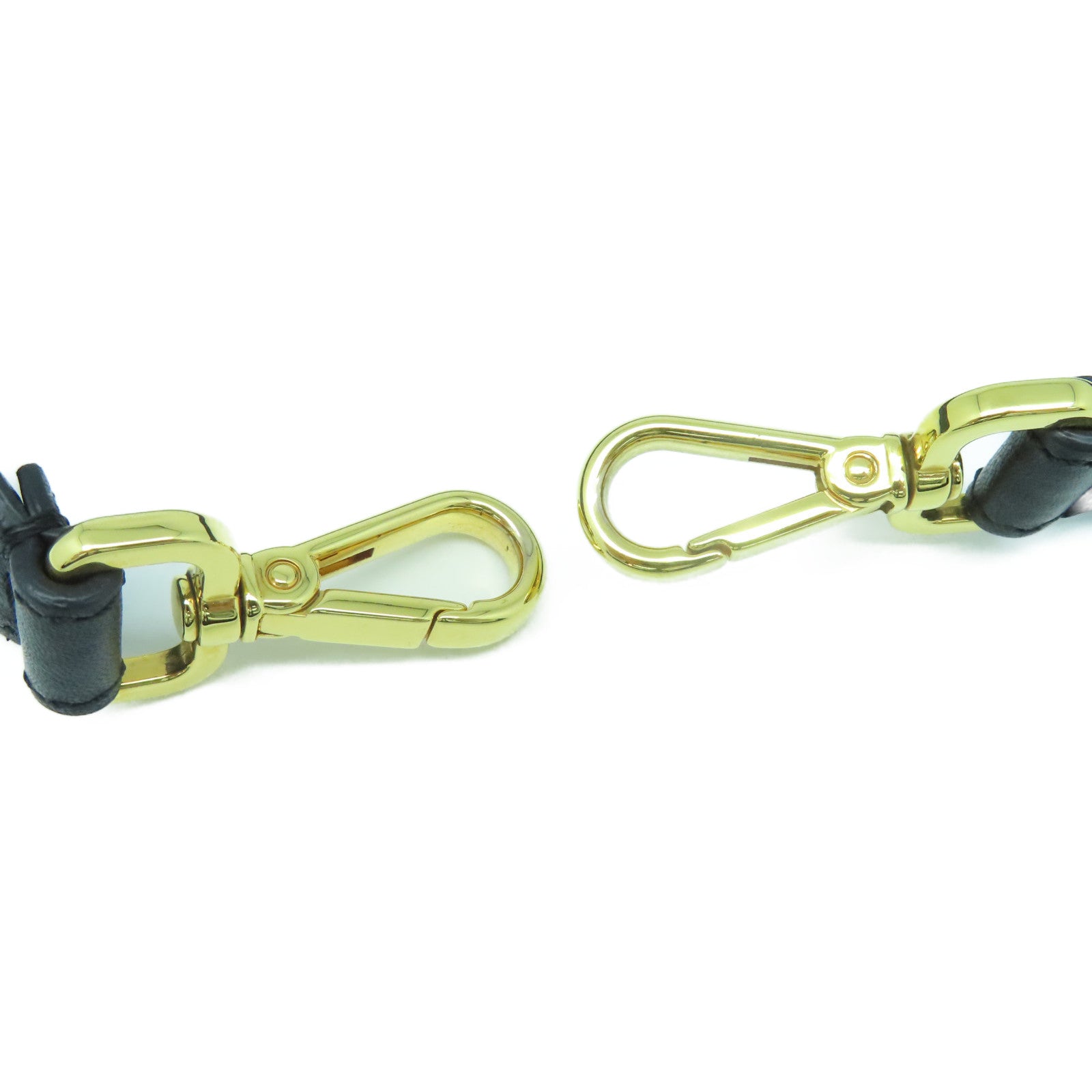 FENDI Cowhide Leather Studded Strap Gold Buckle Charm Black