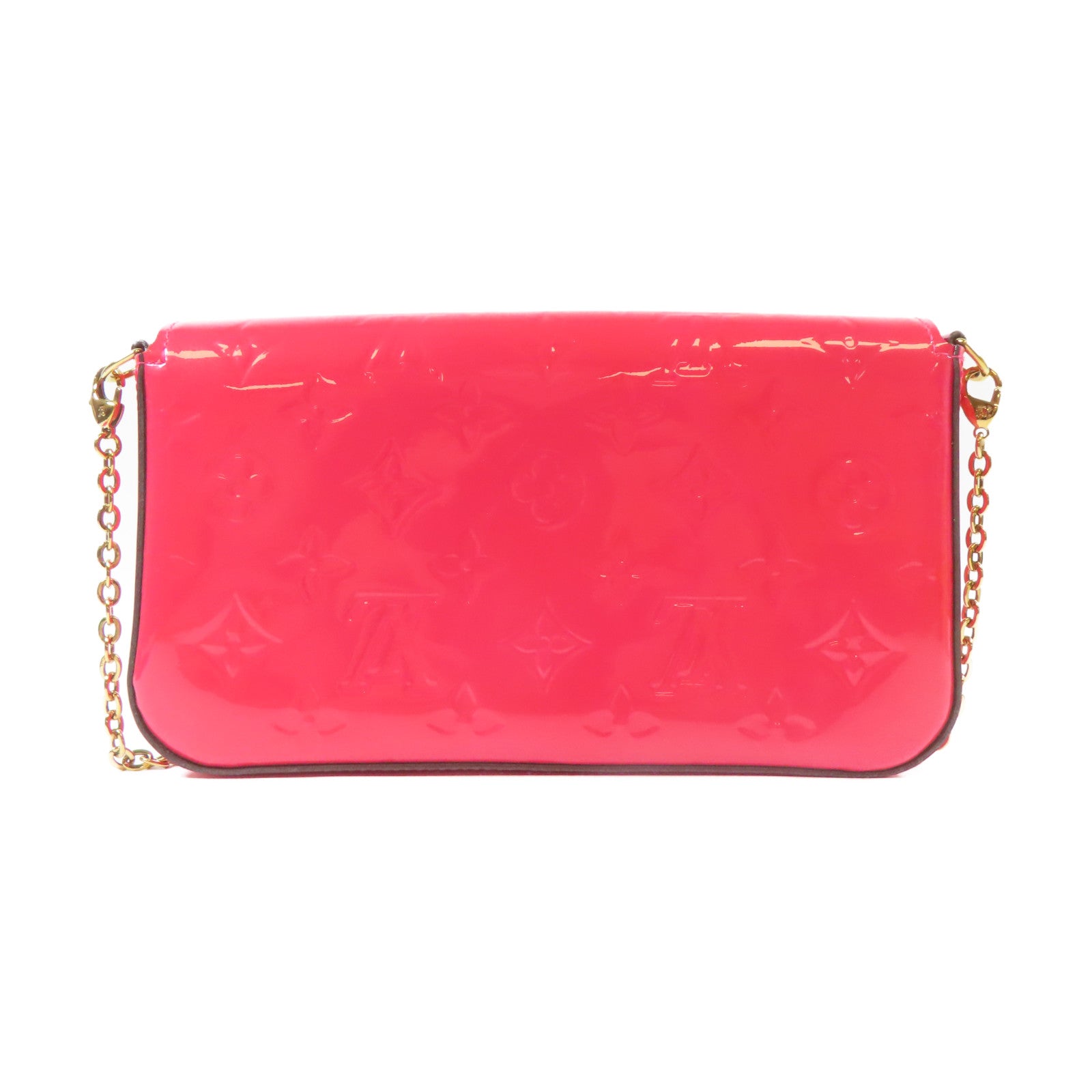 LOUIS VUITTON Vernis Pochette Felicie On Chain金扣肩背袋粉紅色