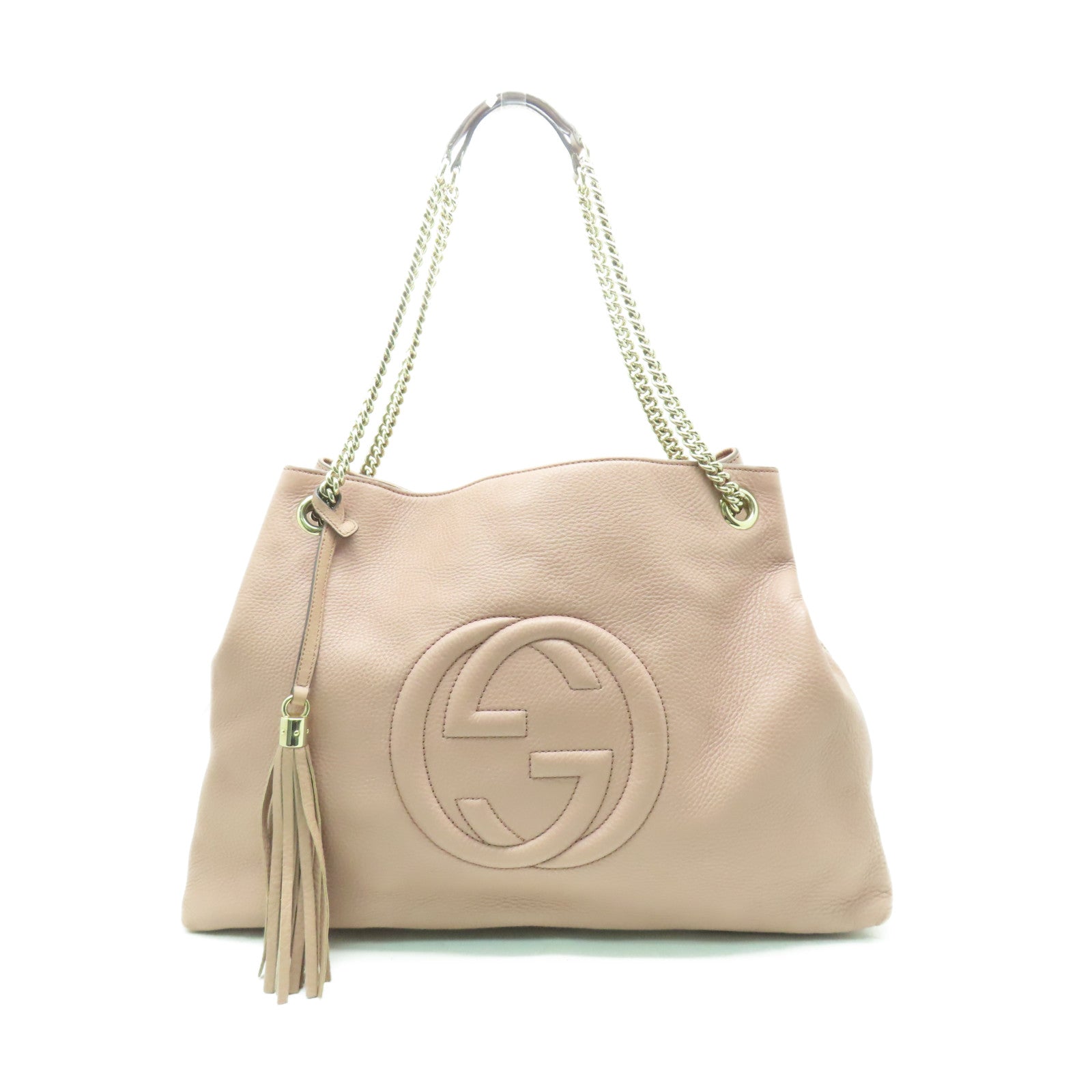 GUCCI 牛皮皮革Soho Chain Shoulder Bag金扣粉紅色