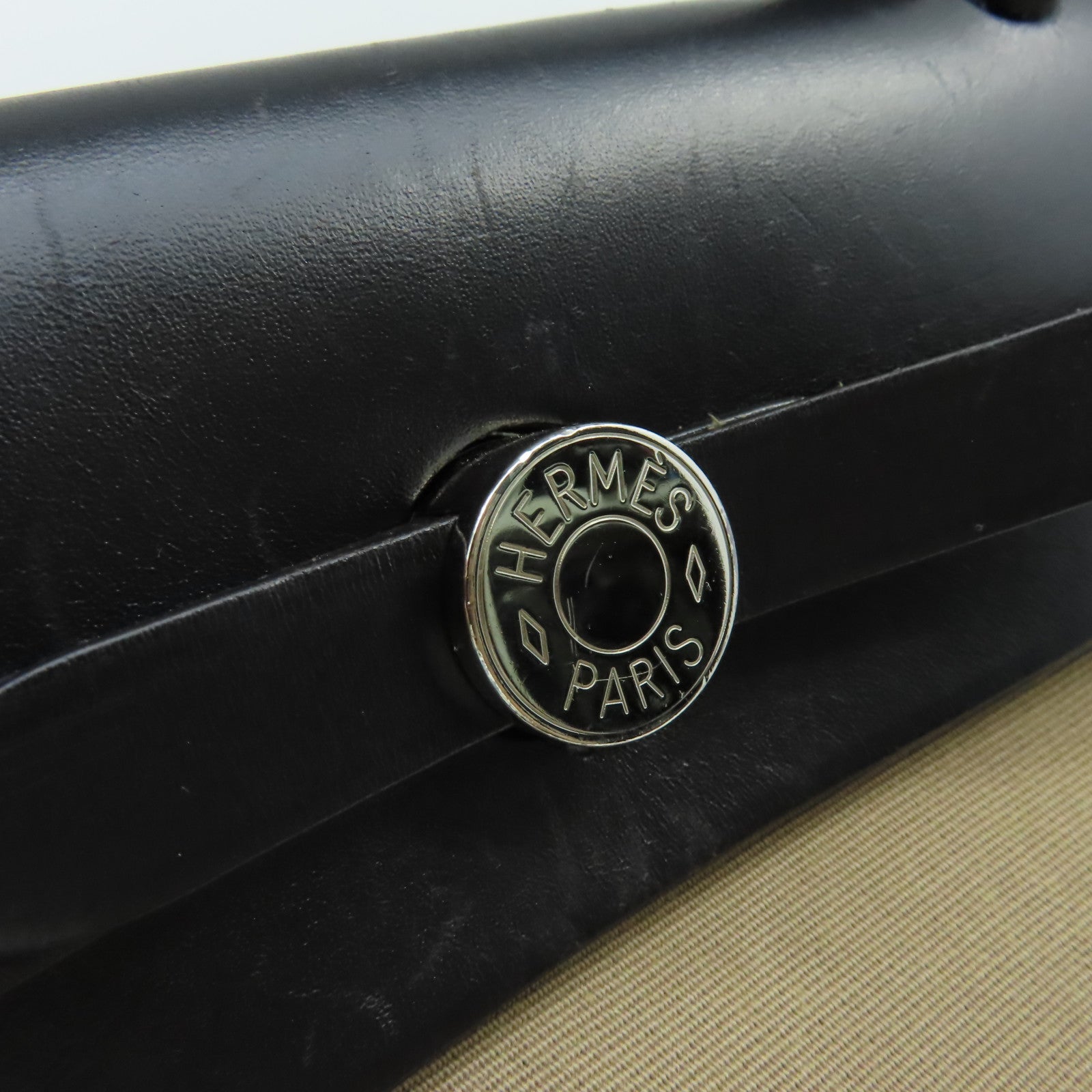 HERMES 帆布Herbag PM 2Way Shoulder Bag銀扣手挽肩背兩用袋Etoupe大象灰