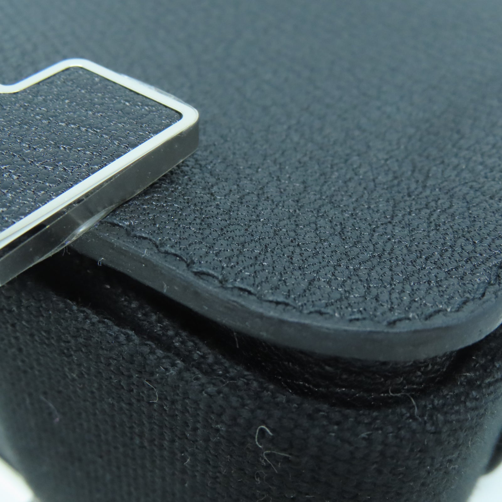 HERMES Chevre皮革Geta Bag銀扣肩背袋黑色