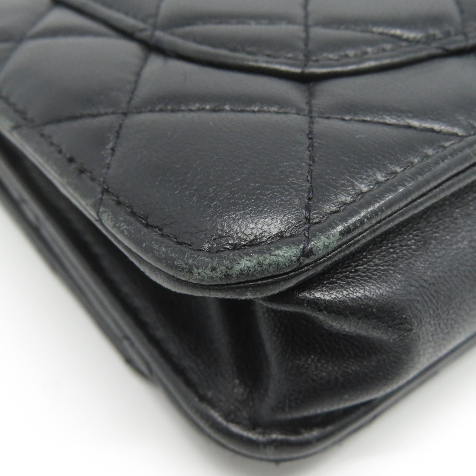 CHANEL 菱格羊皮皮革Chain Shoulder Bag金扣肩背袋黑色