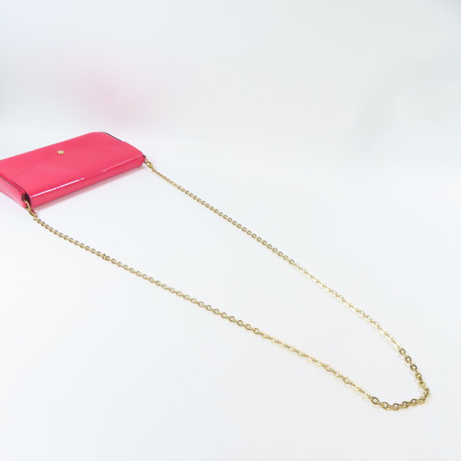 LOUIS VUITTON Vernis Pochette Felicie On Chain金扣肩背袋粉紅色