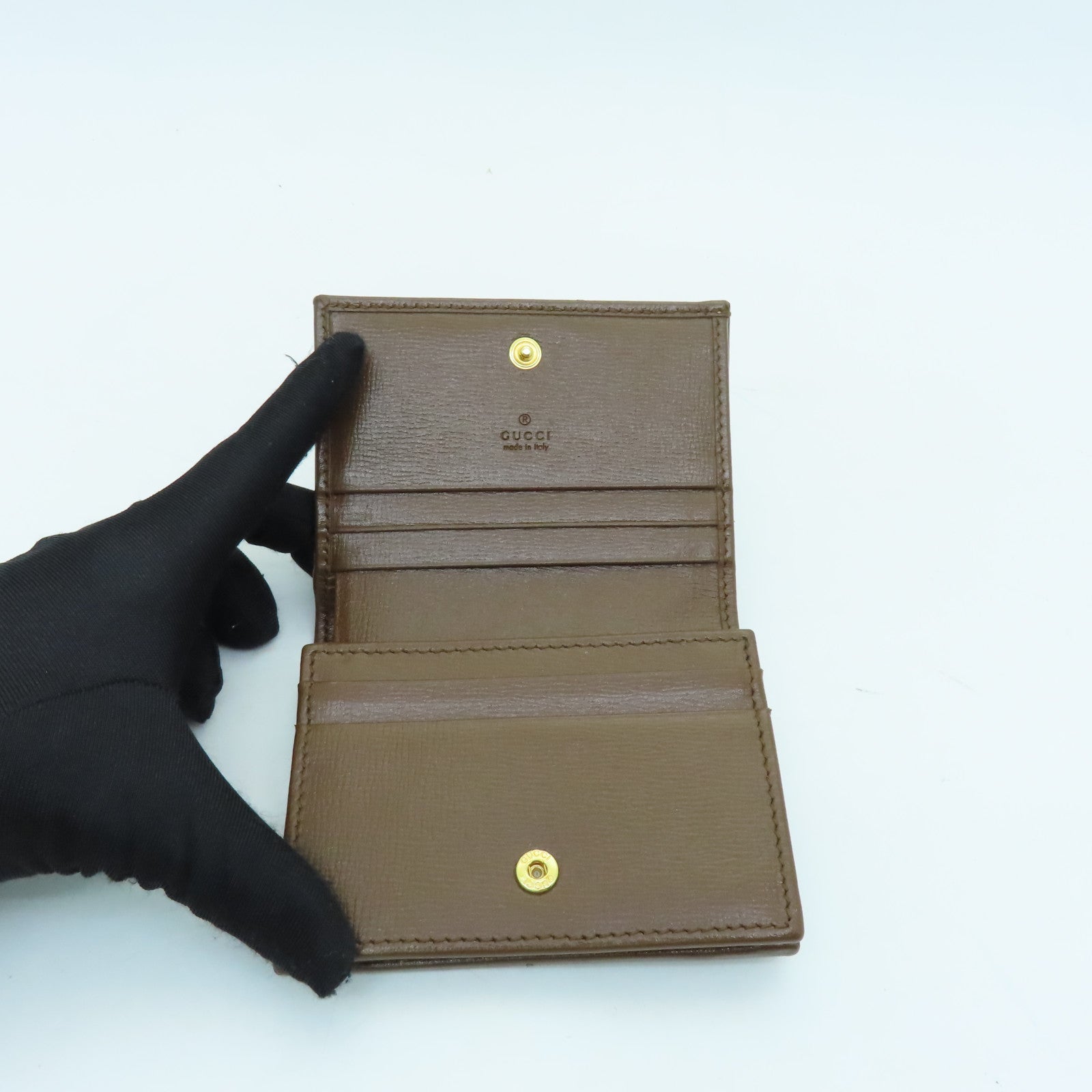 GUCCI Coated Canvas Horsebit 1955 Gold Buckle Wallet Brown