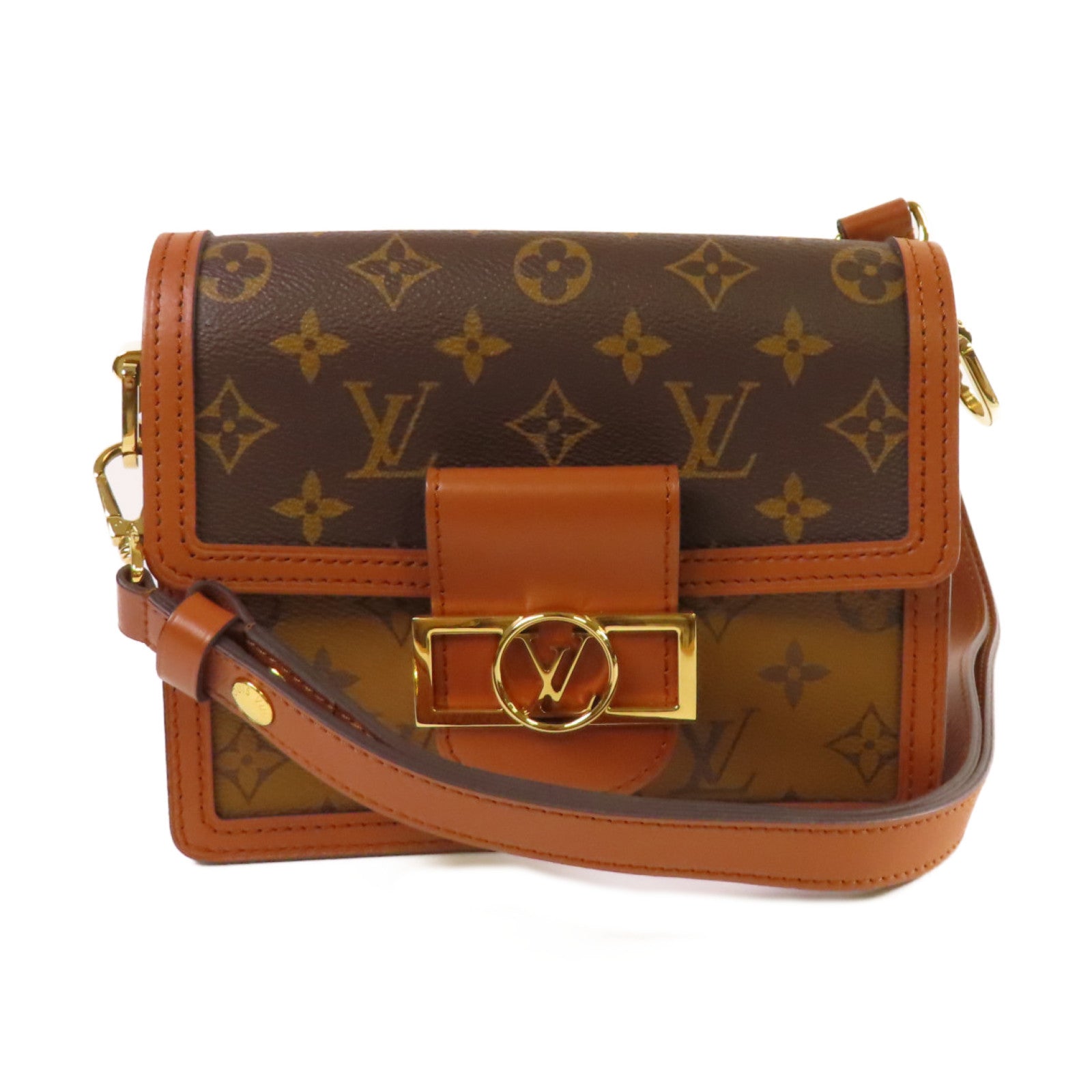LOUIS VUITTON Monogram Mini Dauphine Shoulder Bag金扣肩背袋啡色