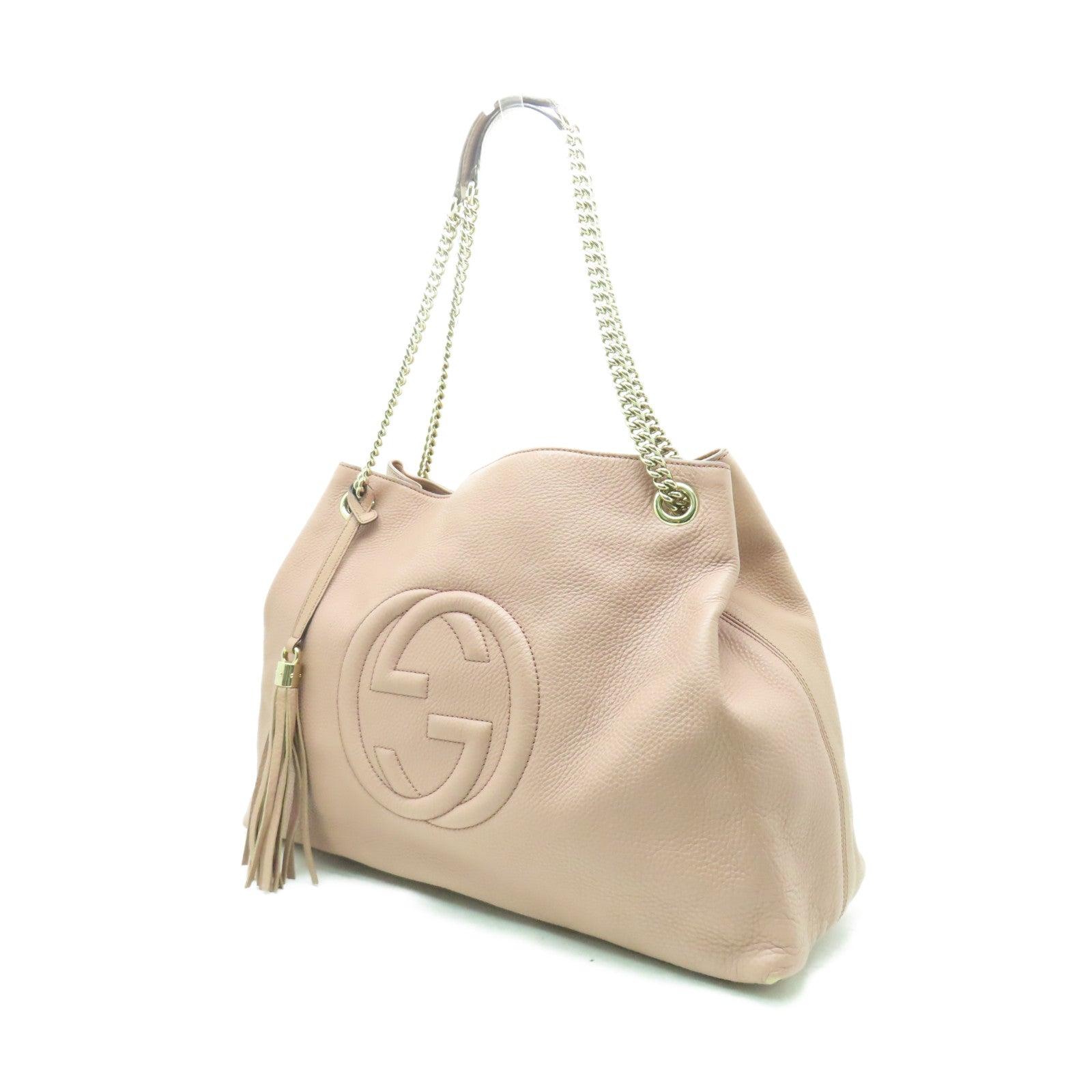 GUCCI 牛皮皮革Soho Chain Shoulder Bag金扣粉紅色
