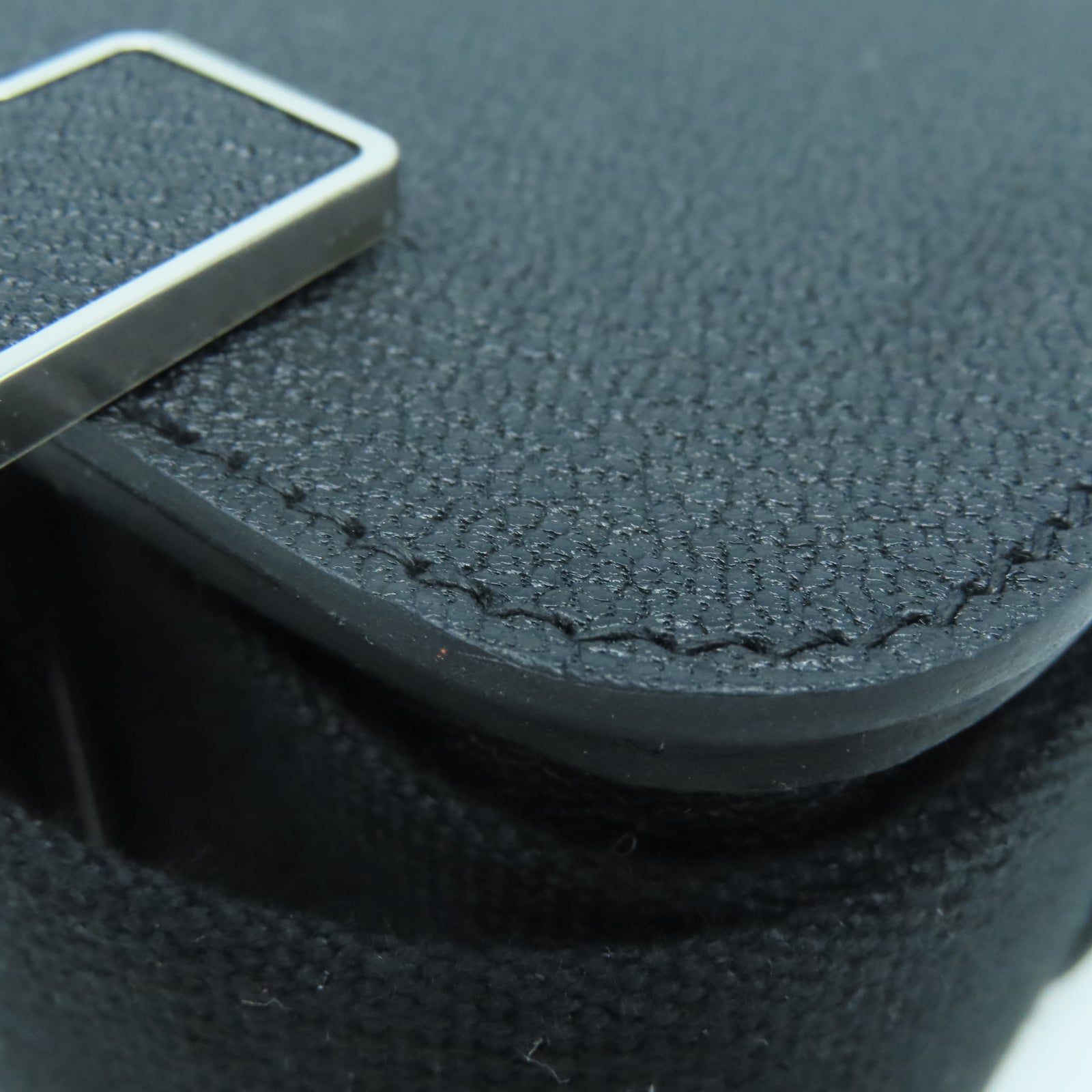 HERMES Chevre皮革Geta Bag銀扣肩背袋黑色
