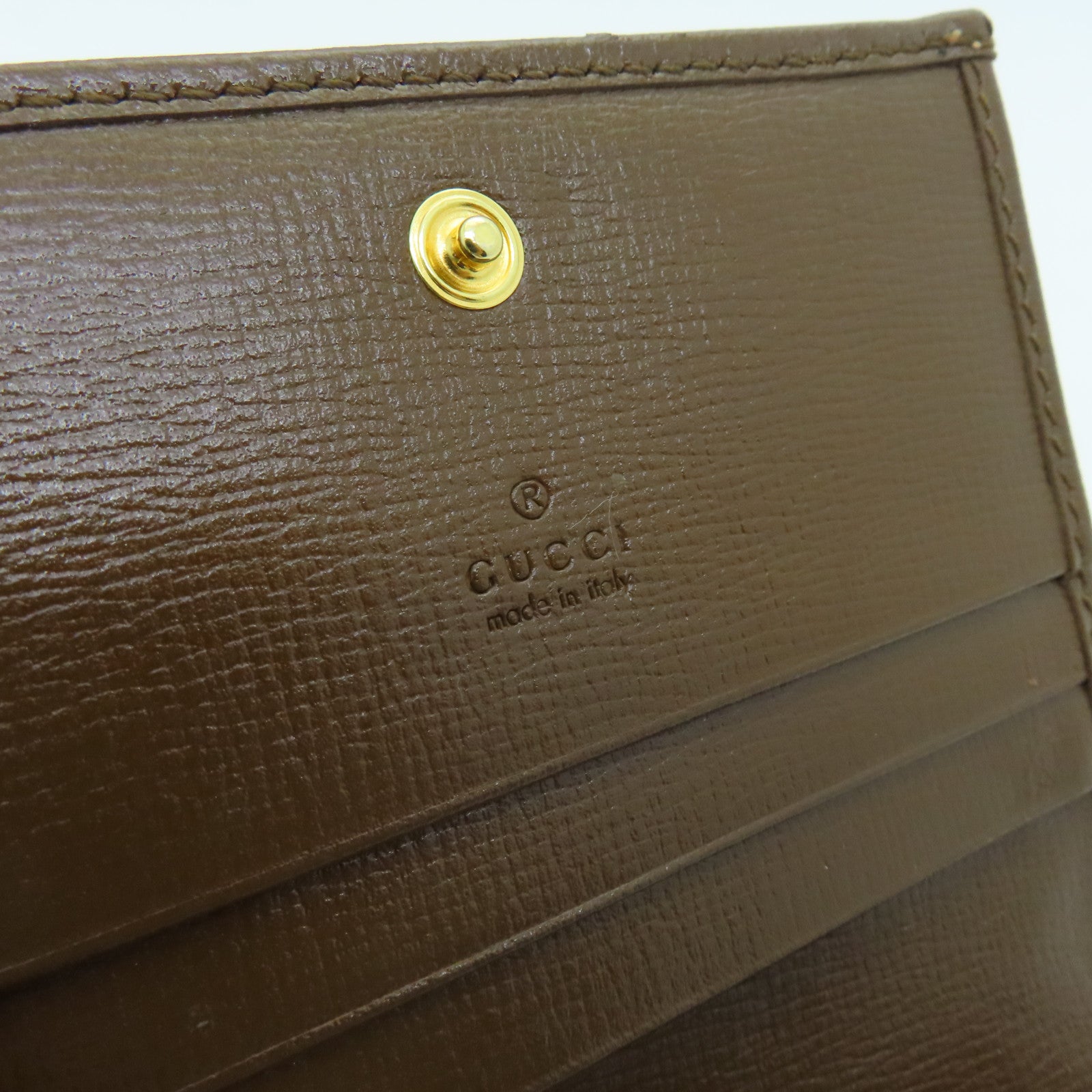 GUCCI Coated Canvas Horsebit 1955 Gold Buckle Wallet Brown
