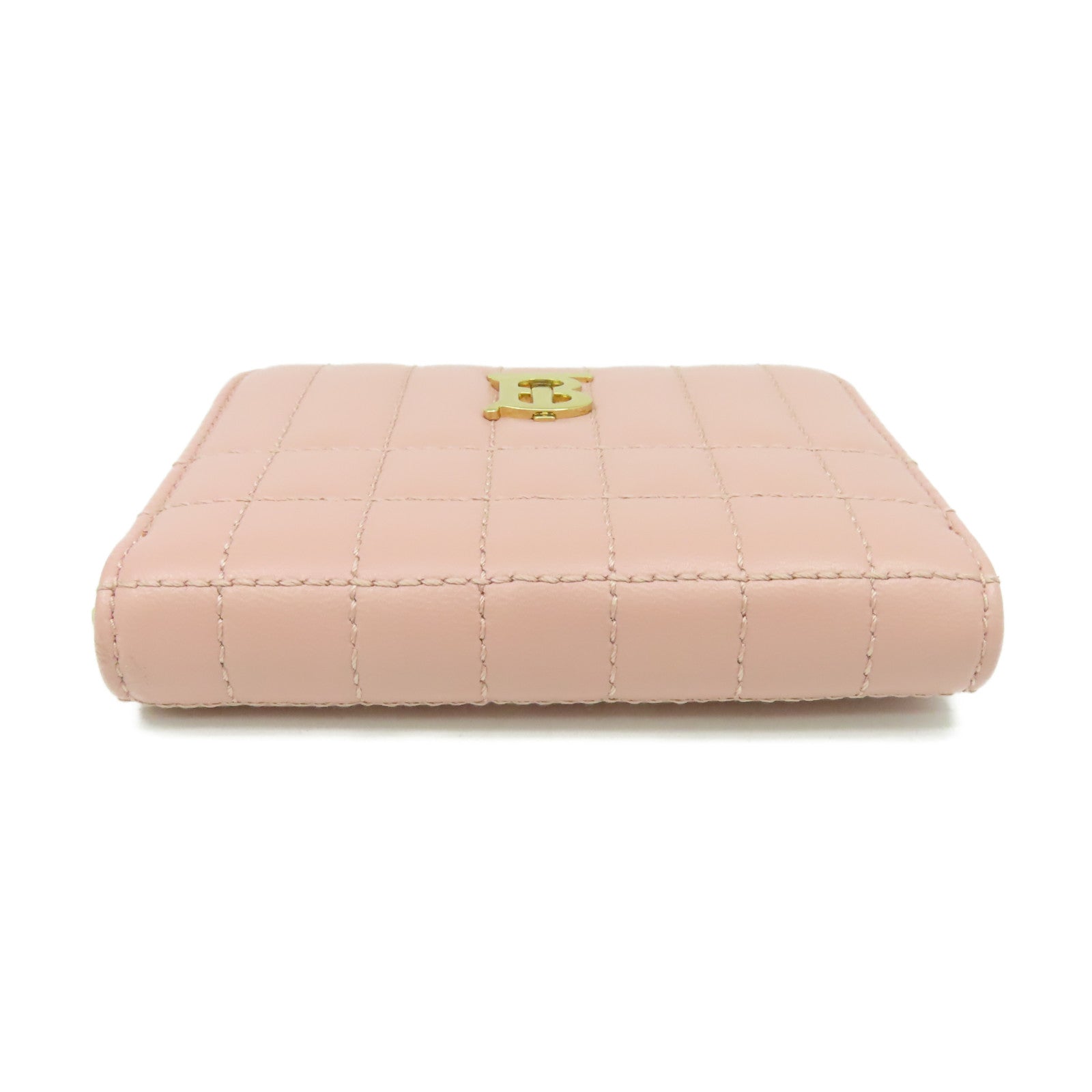 BURBERRY 羊皮皮革Round Card Coin Case金扣拉鏈零錢包/卡片套粉紅色