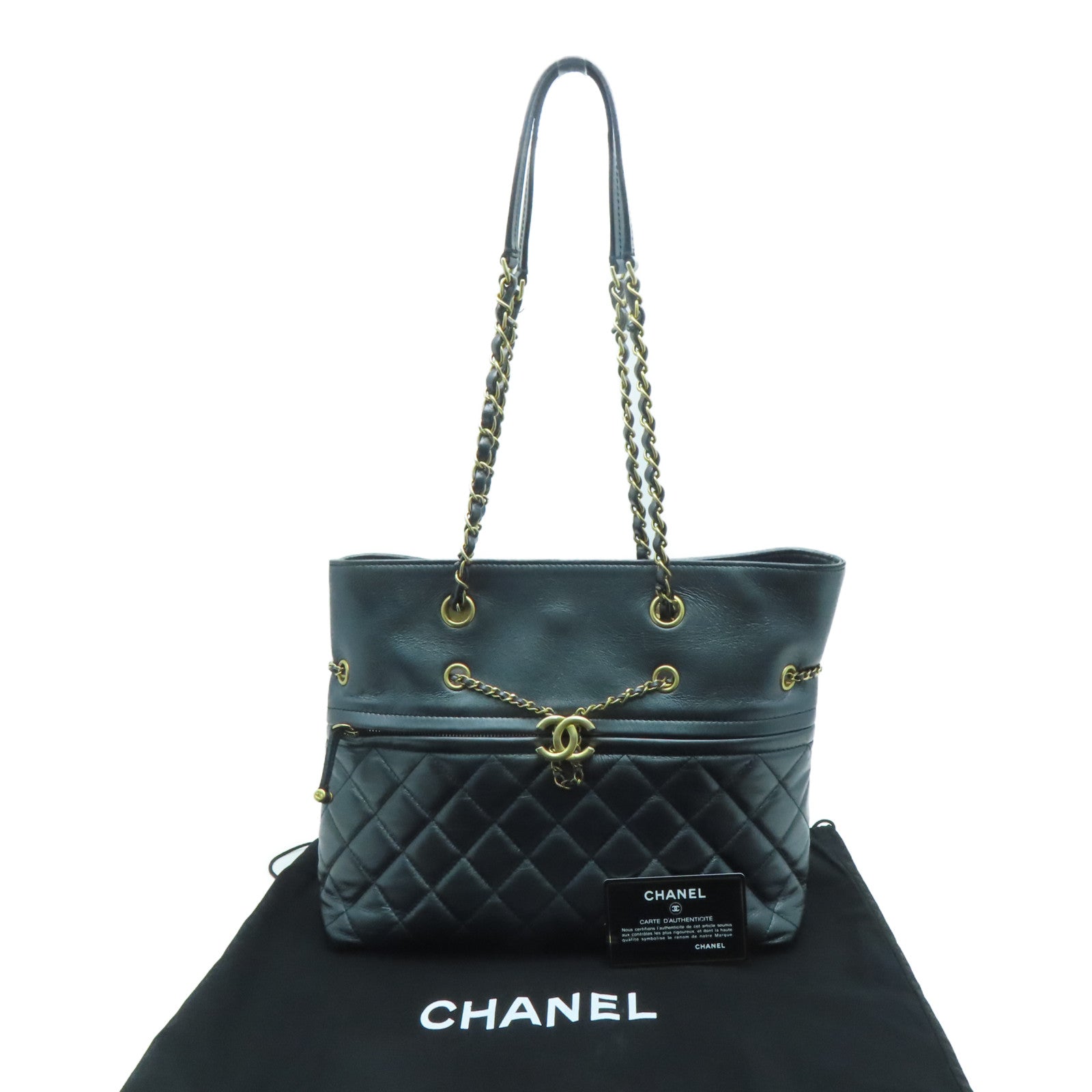 CHANEL 【激减优惠】菱格牛皮皮革Chain Shoulder金扣链带肩背袋