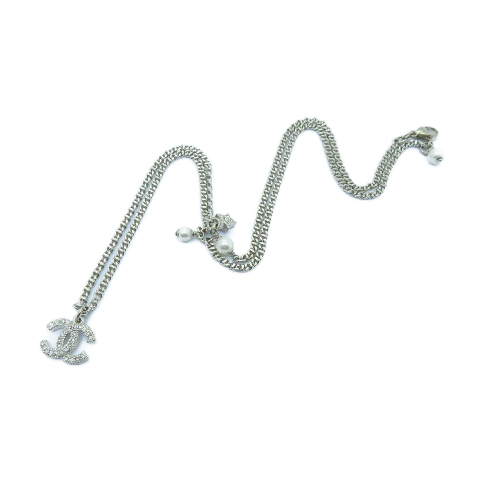 CHANEL 金屬Necklace項鍊銀色/白色
