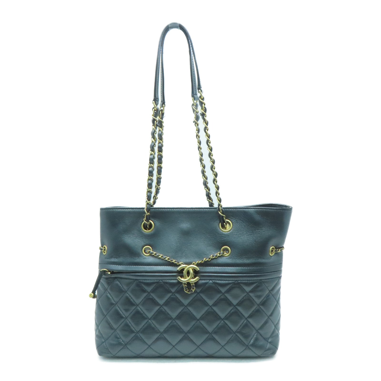 CHANEL 【激减优惠】菱格牛皮皮革Chain Shoulder金扣链带肩背袋