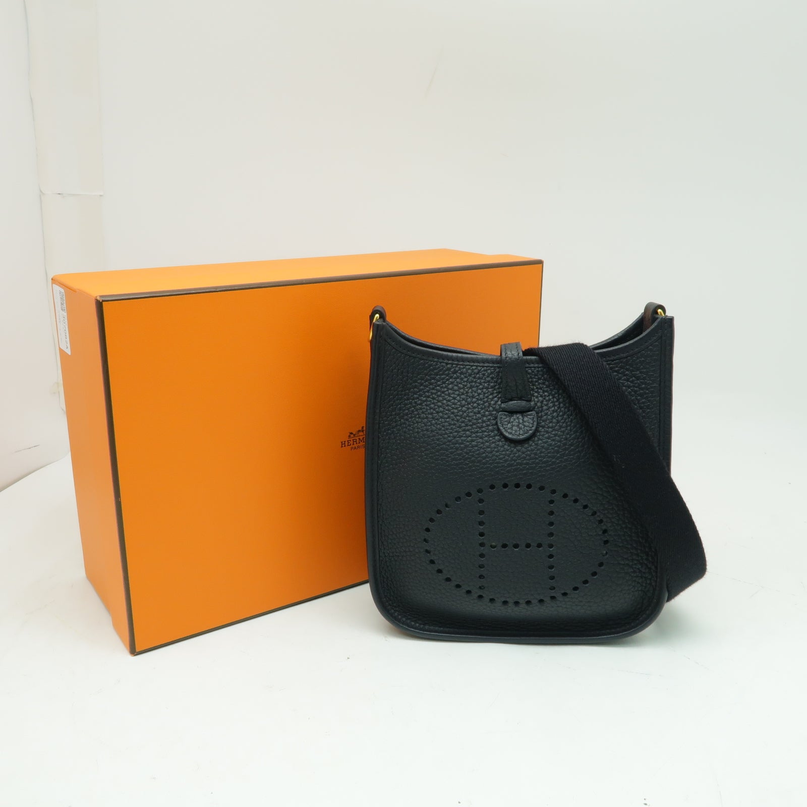 HERMES Clemence皮革Evelyne TPM金扣肩背袋黒色