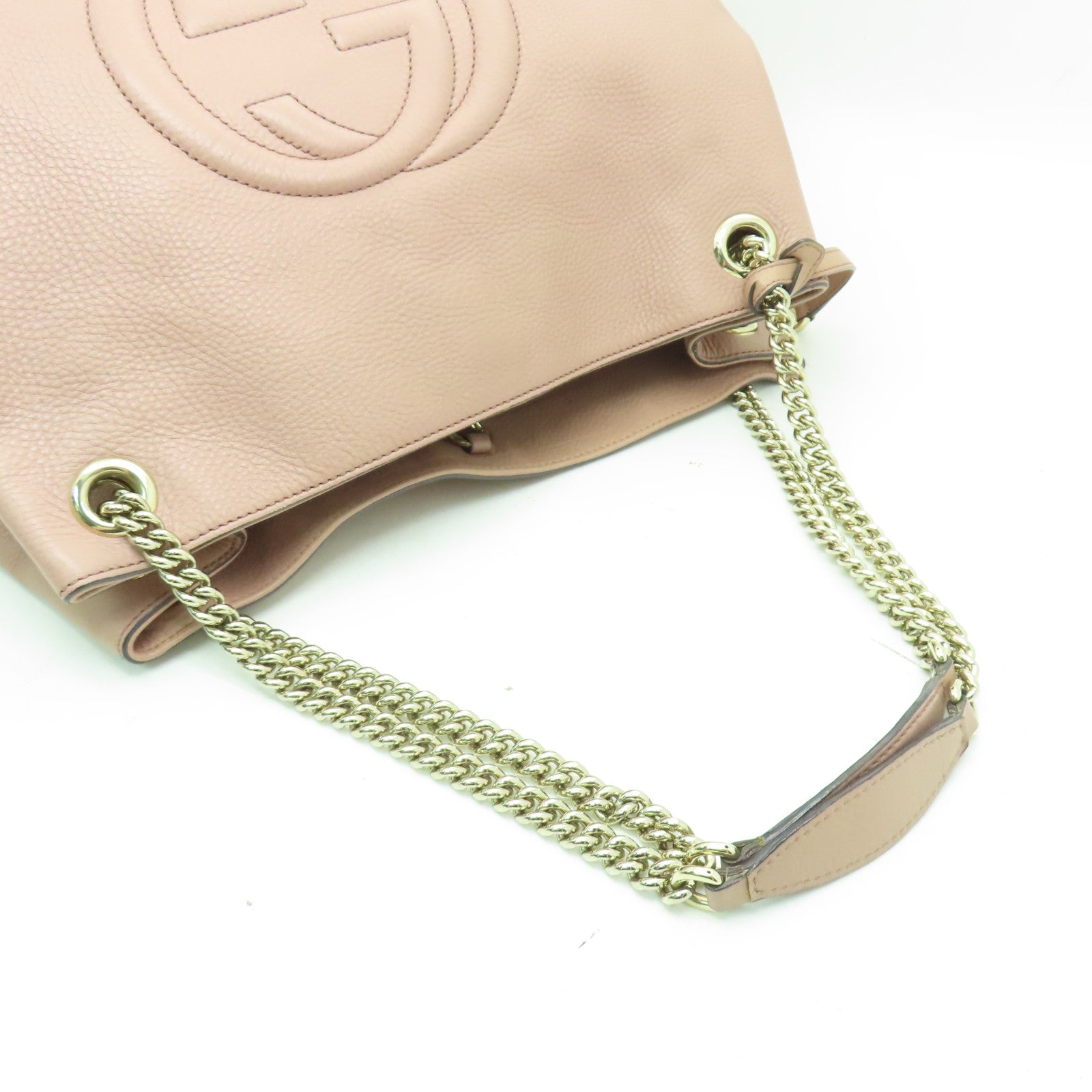 GUCCI 牛皮皮革Soho Chain Shoulder Bag金扣粉紅色