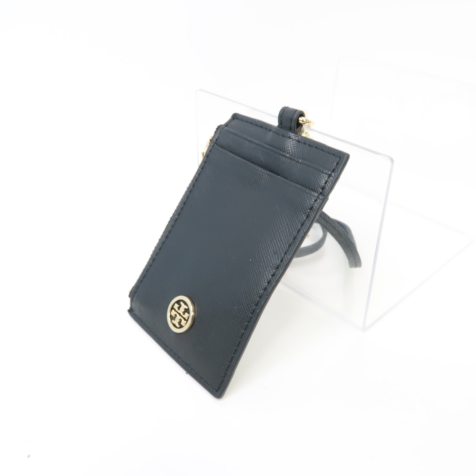Tory Burch 牛皮皮革Card Holder金扣卡片套黑色
