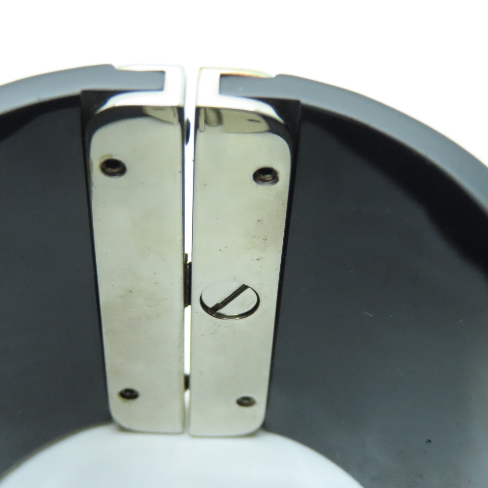 CHANEL metal Bangle silver buckle bracelet black