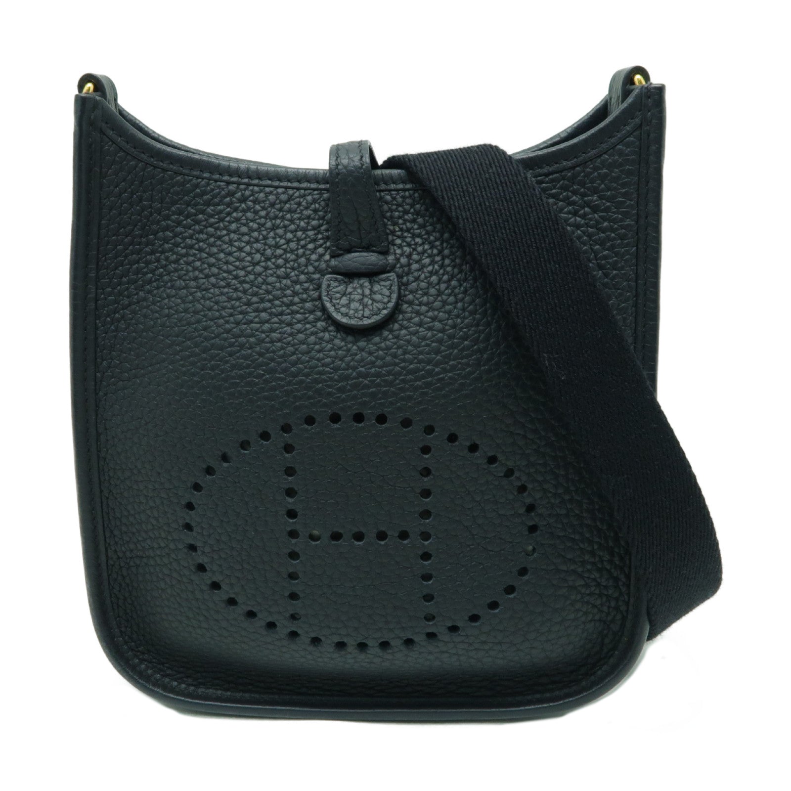 HERMES Clemence皮革Evelyne TPM金扣肩背袋黒色