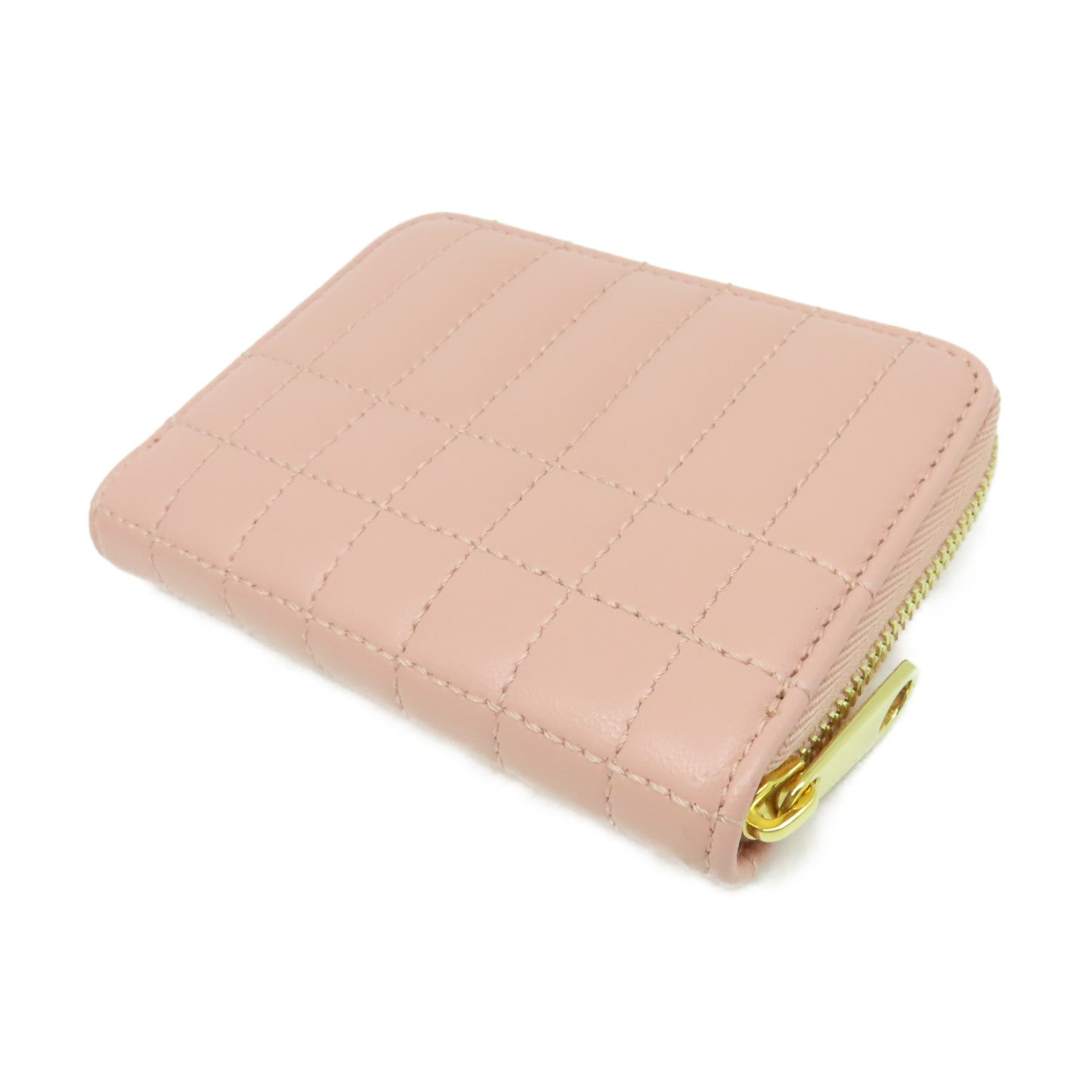 BURBERRY 羊皮皮革Round Card Coin Case金扣拉鏈零錢包/卡片套粉紅色