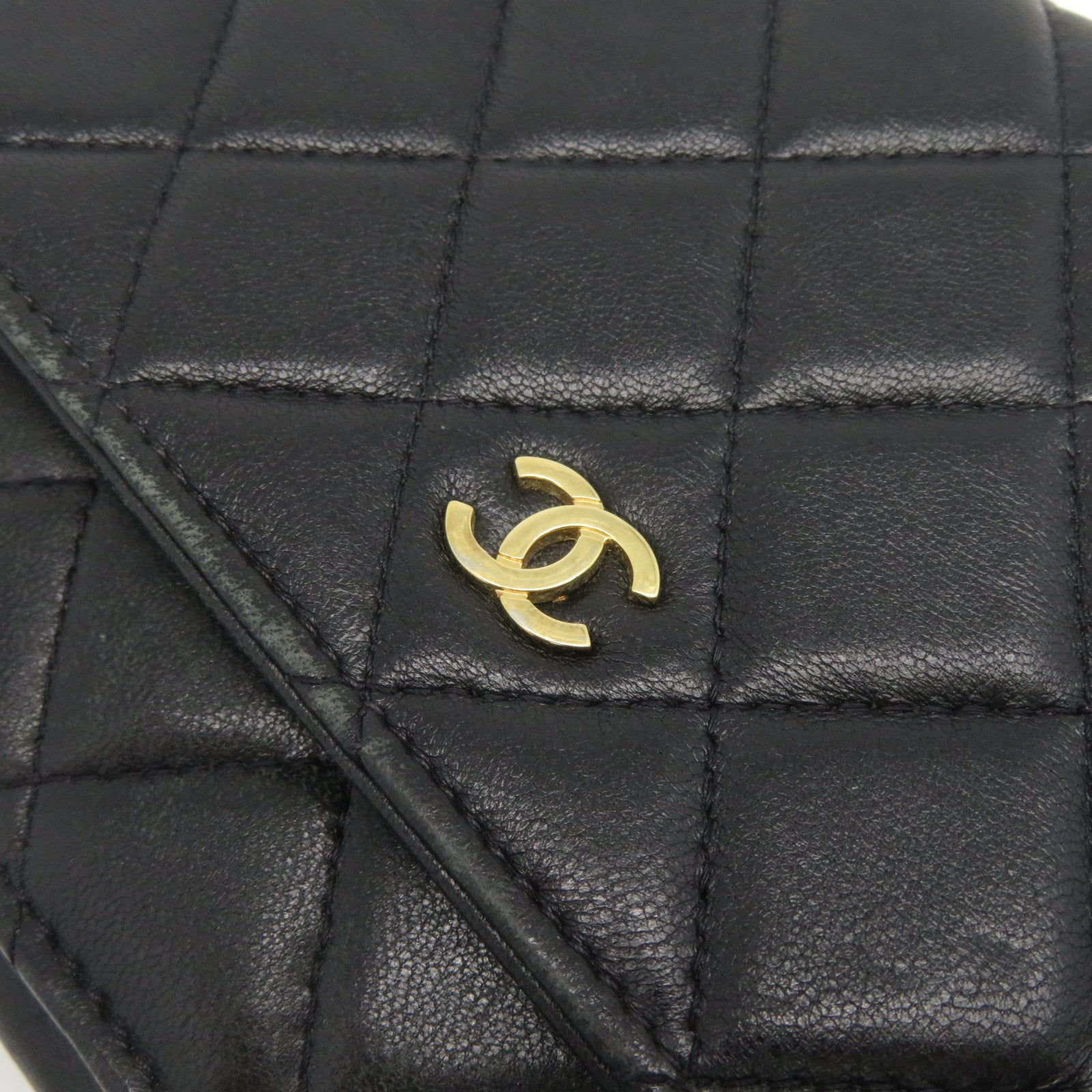CHANEL 菱格羊皮皮革Chain Shoulder Bag金扣肩背袋黑色