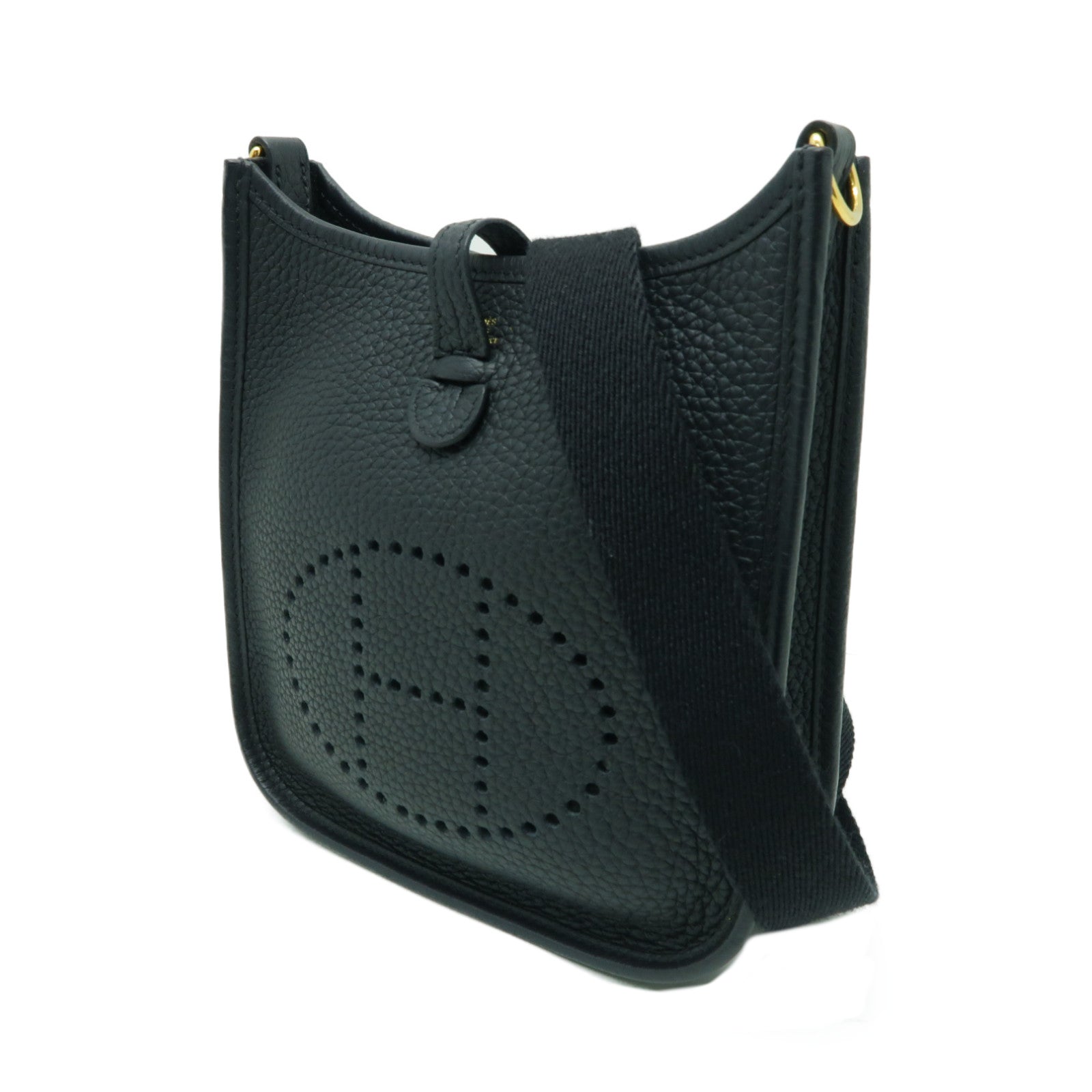 HERMES Clemence皮革Evelyne TPM金扣肩背袋黒色