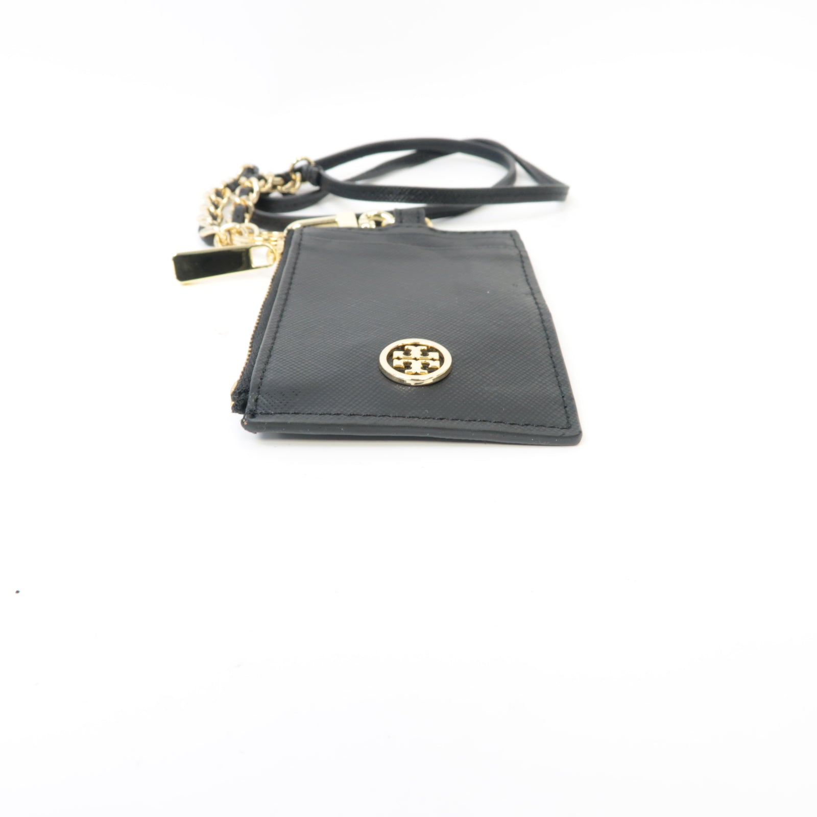 Tory Burch 牛皮皮革Card Holder金扣卡片套黑色