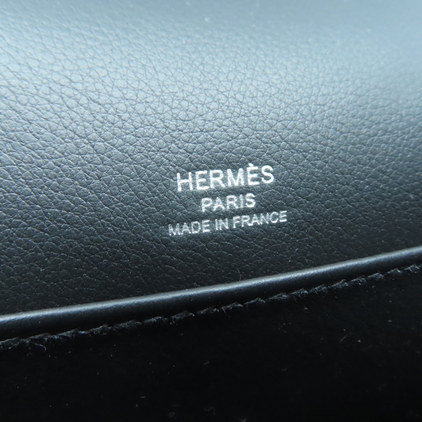 HERMES Chevre皮革Geta Bag銀扣肩背袋黑色