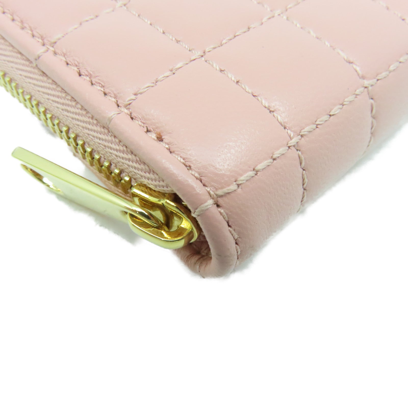BURBERRY 羊皮皮革Round Card Coin Case金扣拉鏈零錢包/卡片套粉紅色