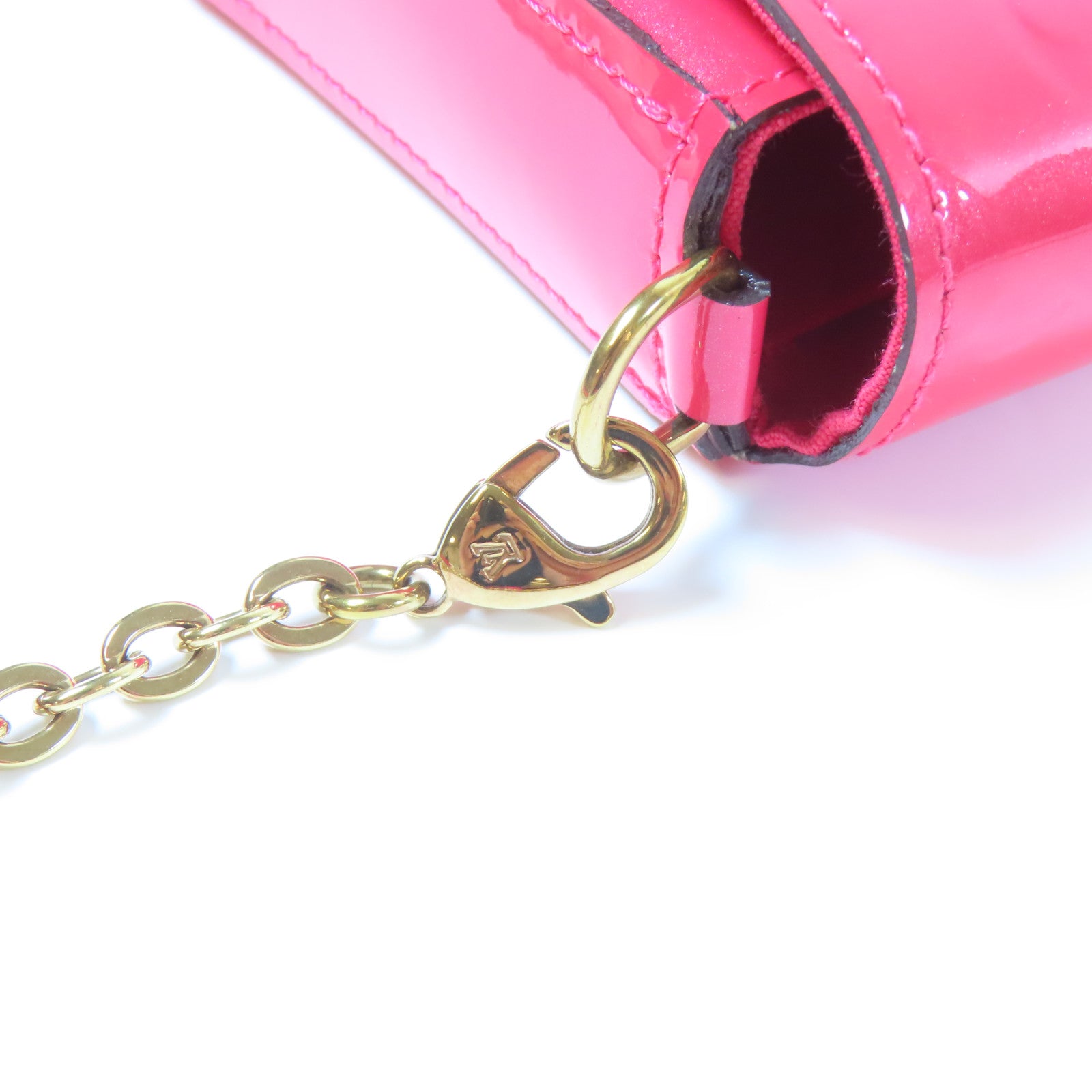 LOUIS VUITTON Vernis Pochette Felicie On Chain金扣肩背袋粉紅色