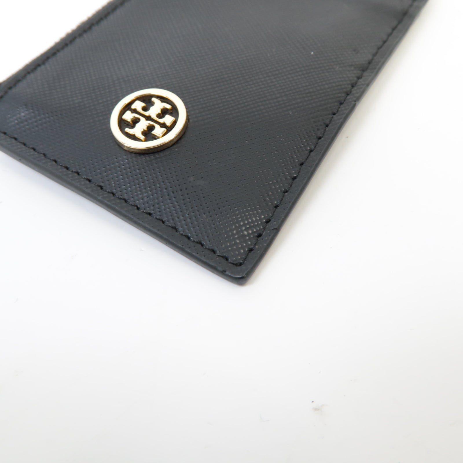 Tory Burch 牛皮皮革Card Holder金扣卡片套黑色