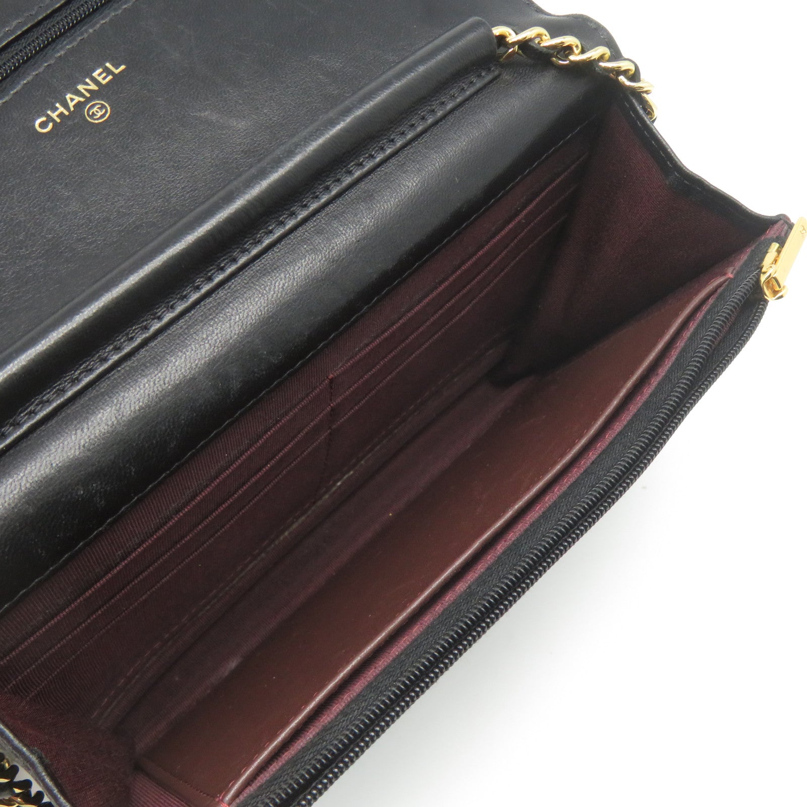 CHANEL 菱格羊皮皮革Chain Shoulder Bag金扣肩背袋黑色