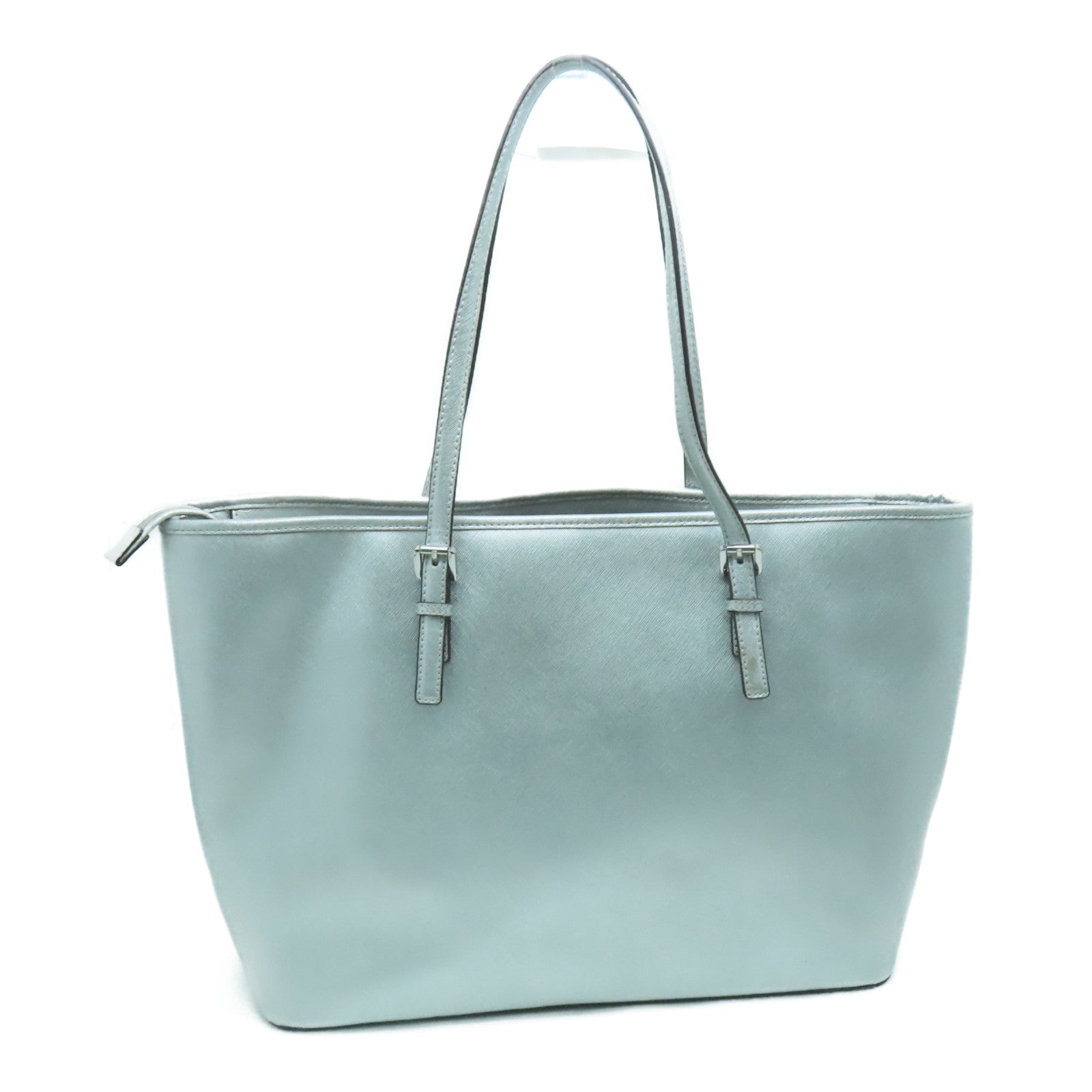 Michael Kors Coated Canvas Tote Bag Silver Button Handle Bag / Shoulder Bag Silver