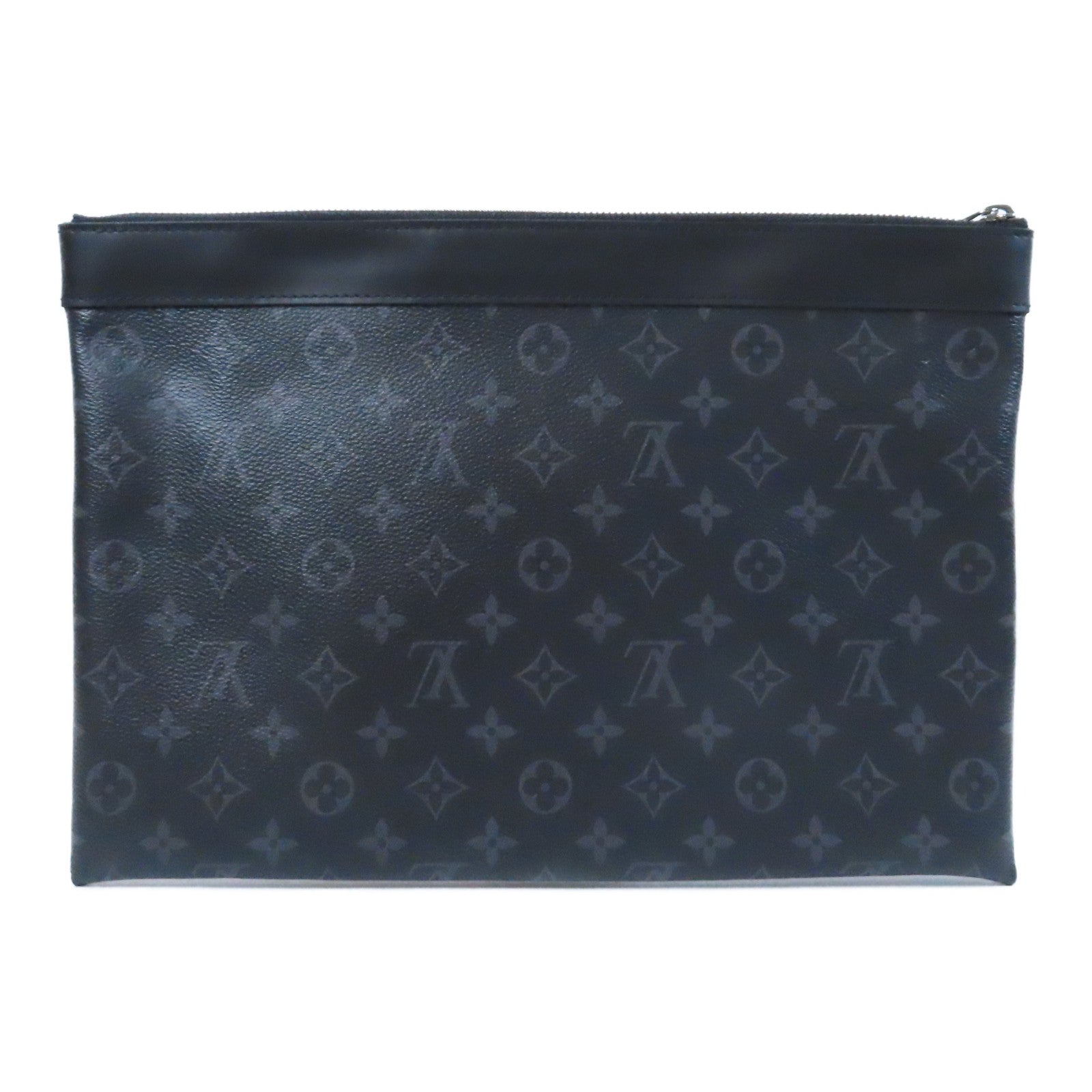 LOUIS VUITTON Monogram Eclipse Pochette Discovery銀扣手拿包黑色