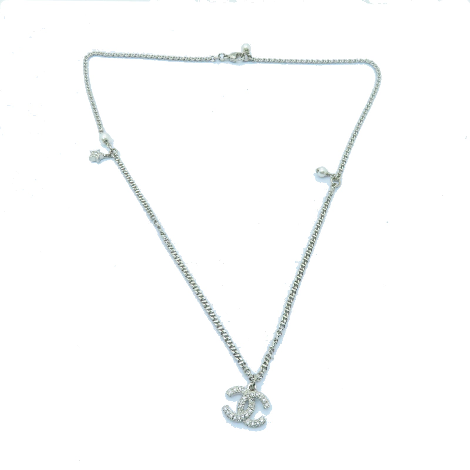 CHANEL 金屬Necklace項鍊銀色/白色