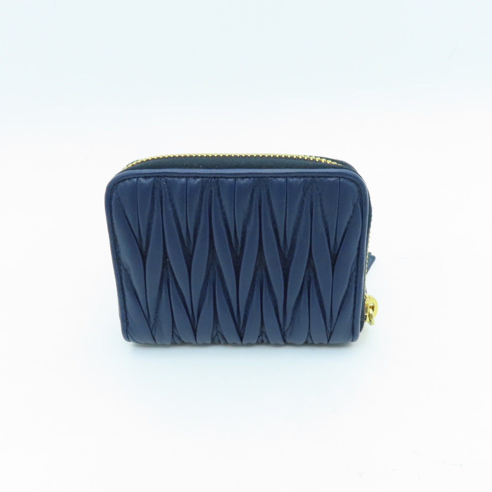 Miu Miu Sheepskin Leather Card Case Gold Buckle Green